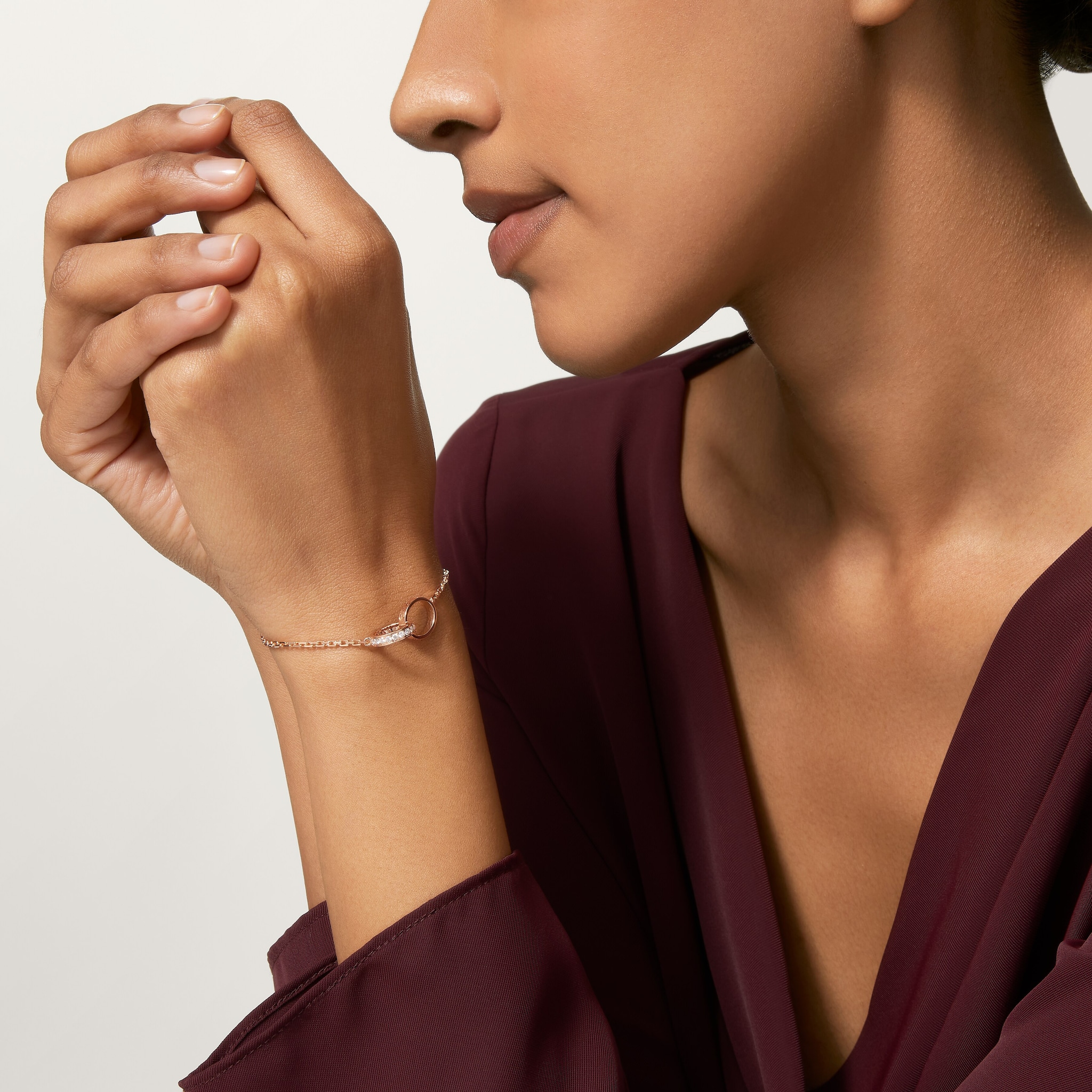 #LOVE# bracelet, on chain, half-paved