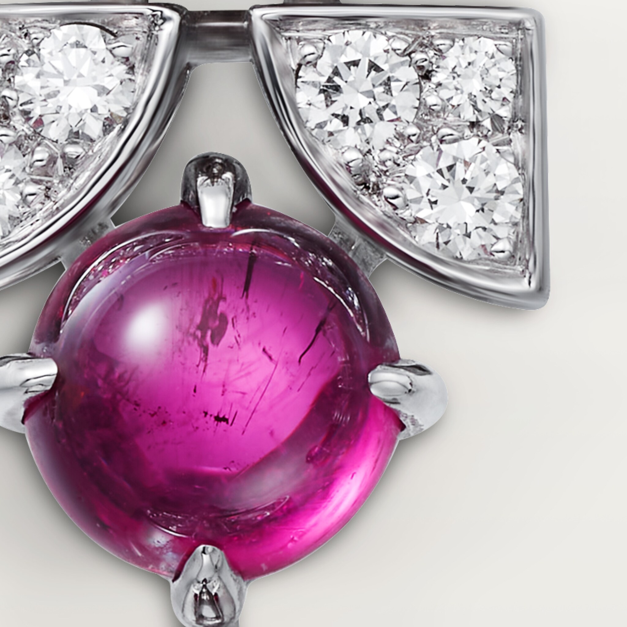 Beaut&eacute;s du Monde earrings, rubellite, paved, image 6