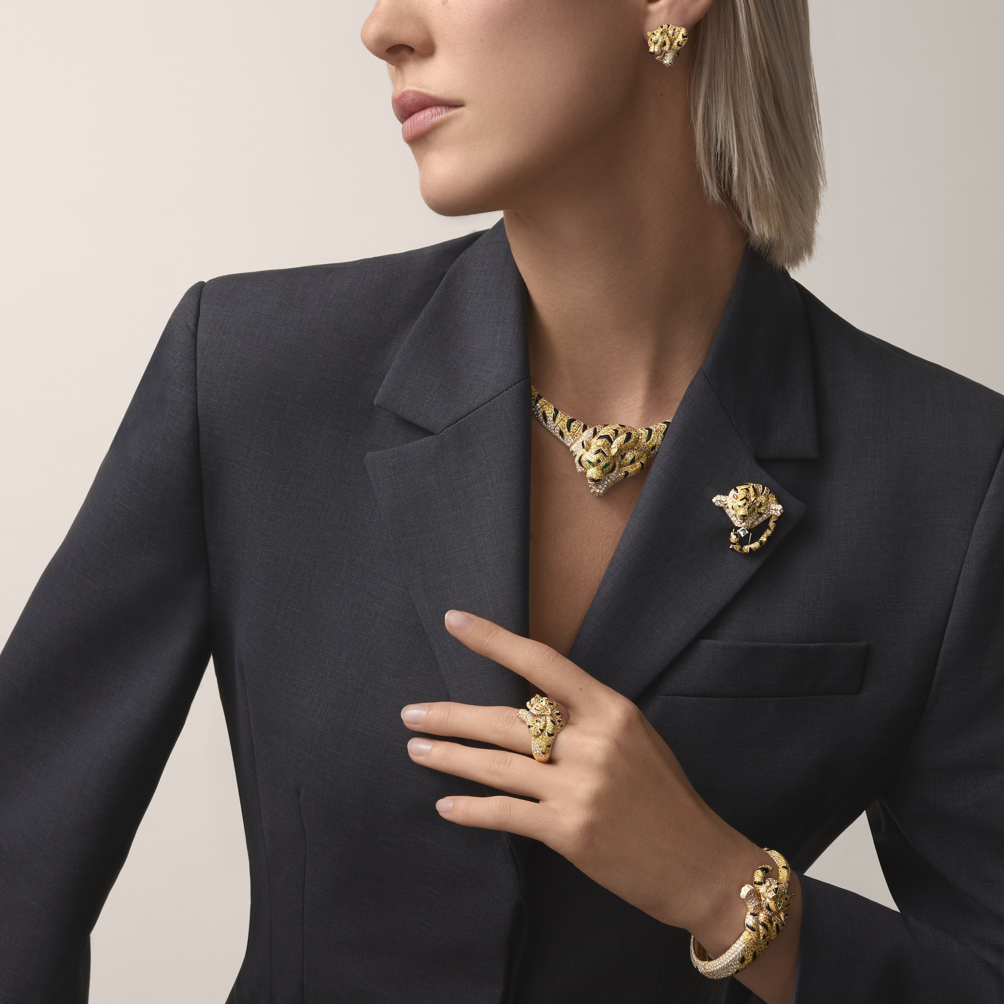 Faune et Flore de Cartier necklace, yellow, orange and brown diamonds, paved 