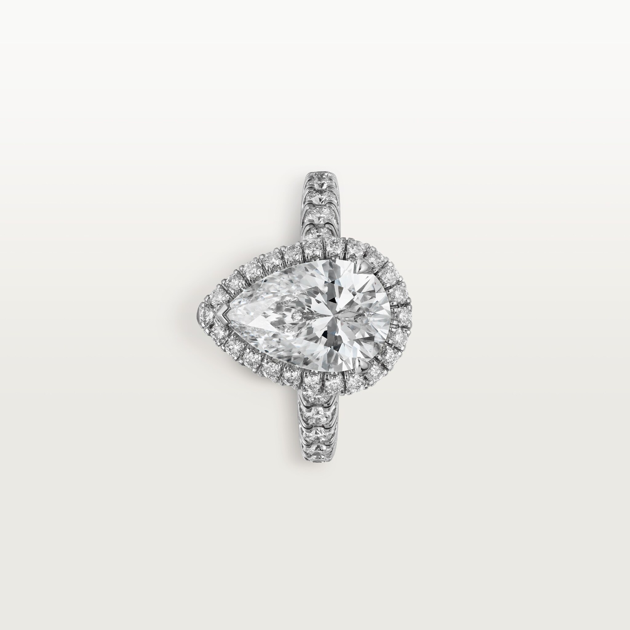Cartier Destin&eacute;e solitaire, pear-shaped diamond, paved 