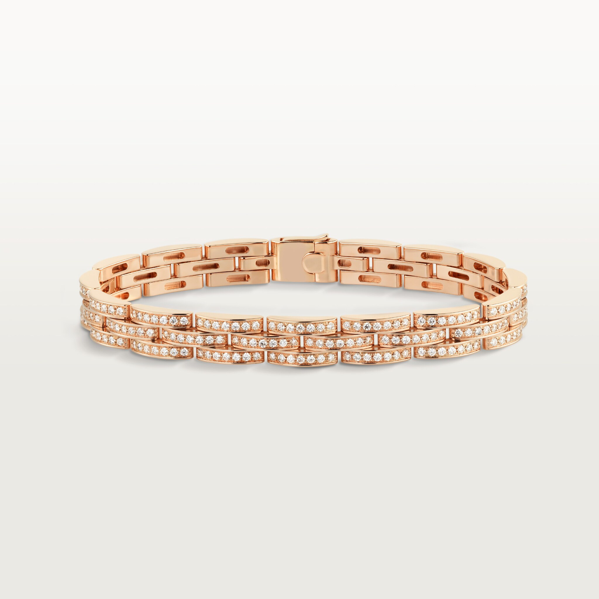 Maillon Panth&egrave;re bracelet, triple row, paved 