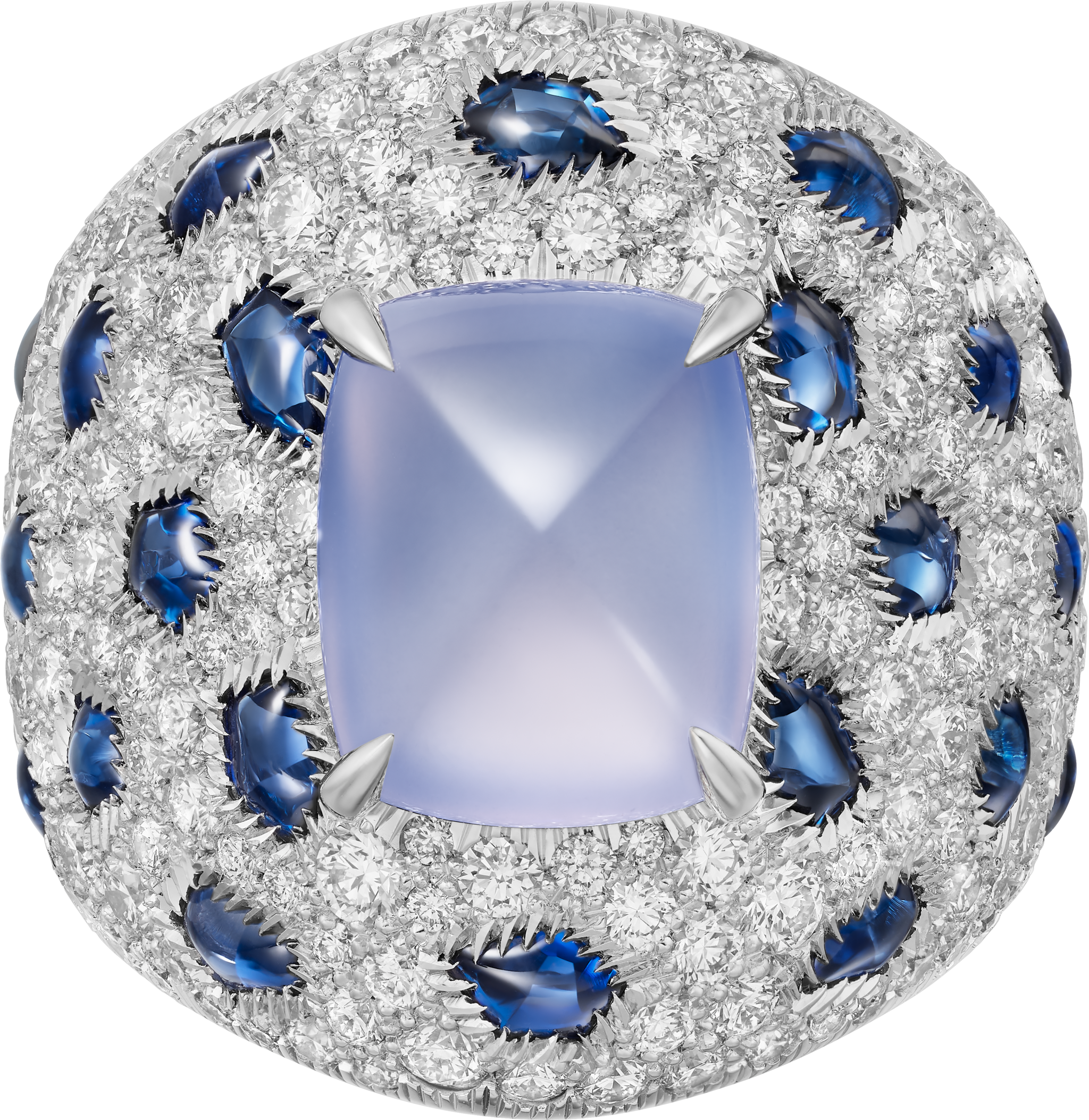 Panth&egrave;re de Cartier ring, sugarloaf-cut chalcedony, paved 