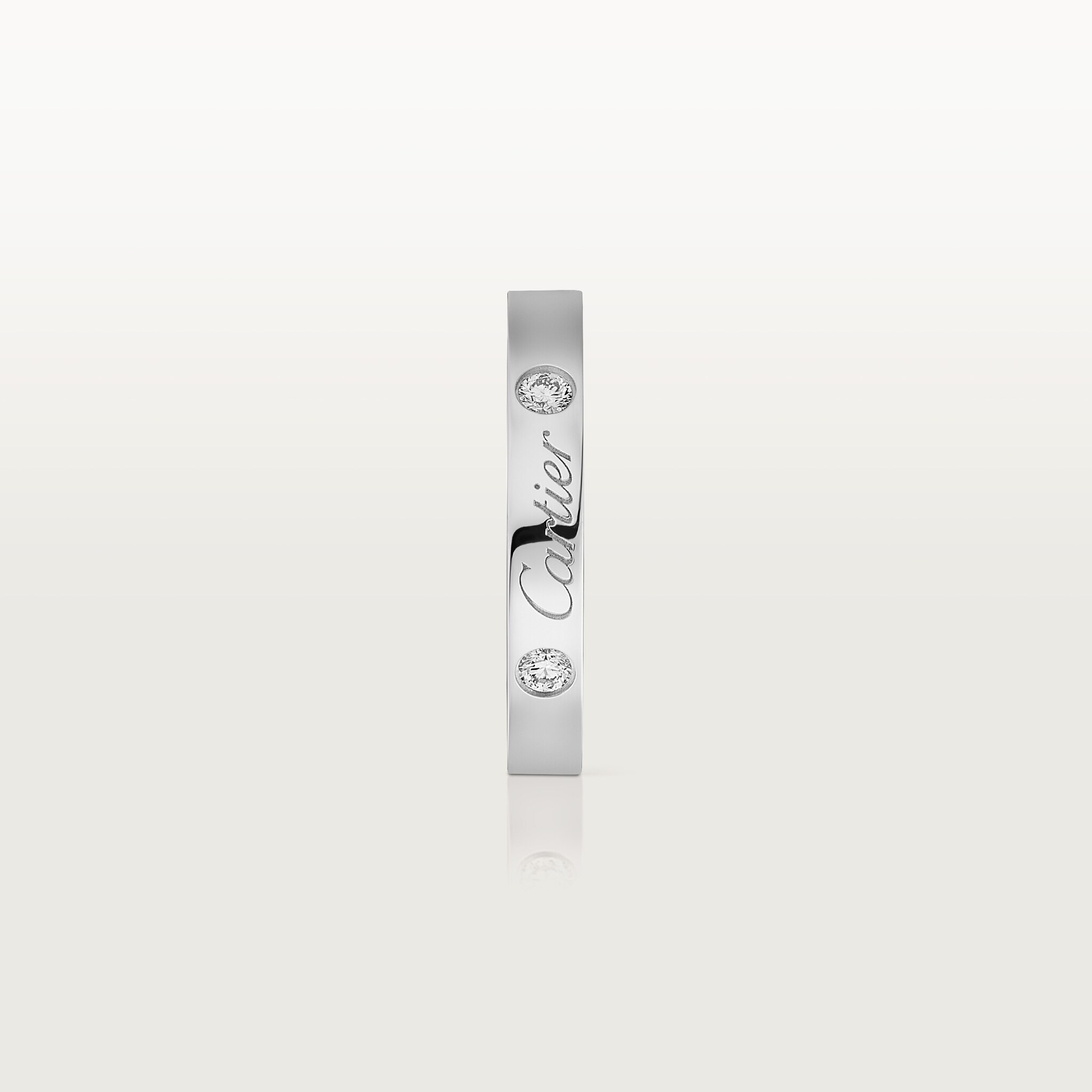 C de Cartier wedding band, 3 mm width, 2 diamonds, image 4