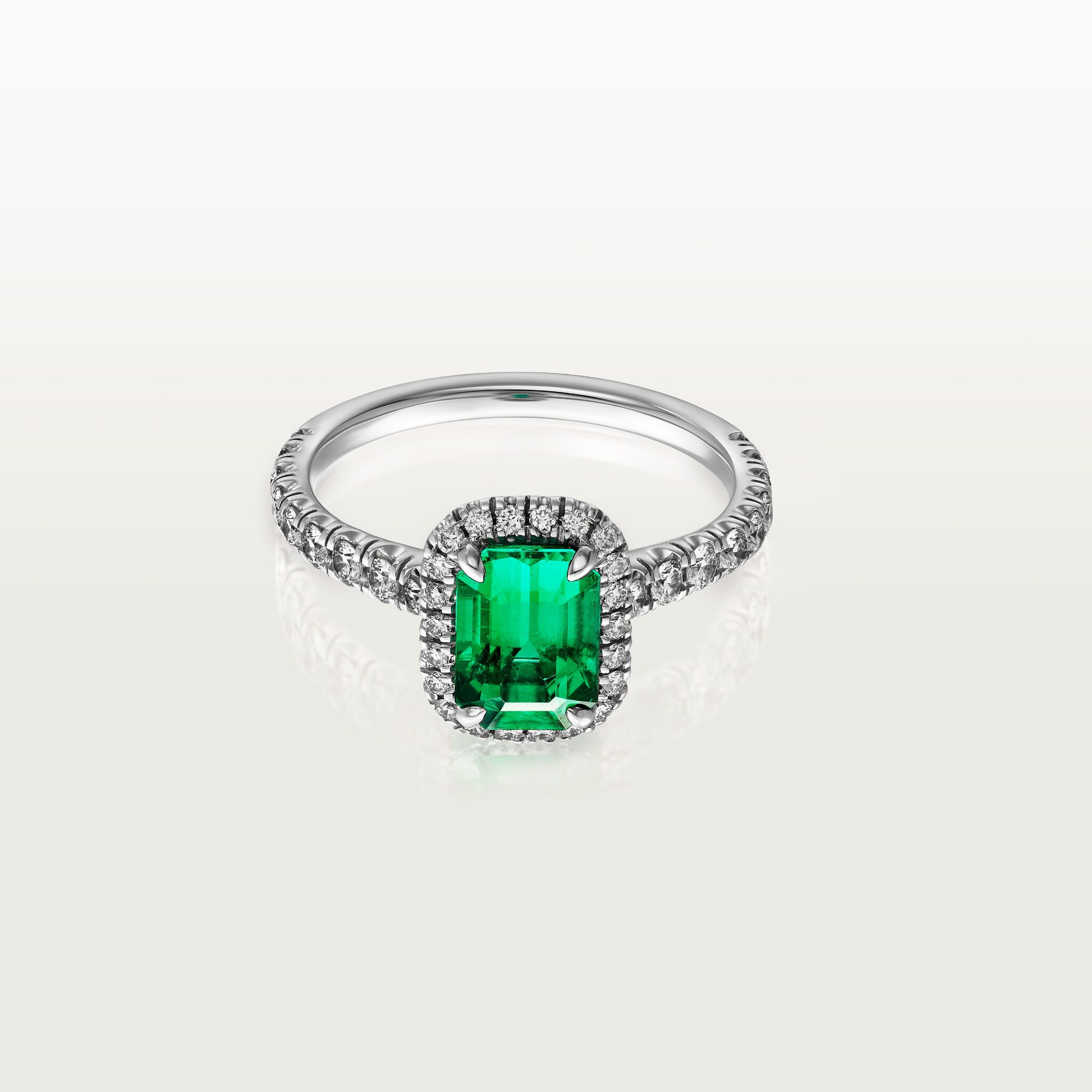 Cartier Destin&eacute;e solitaire, emerald-cut emerald, paved 
