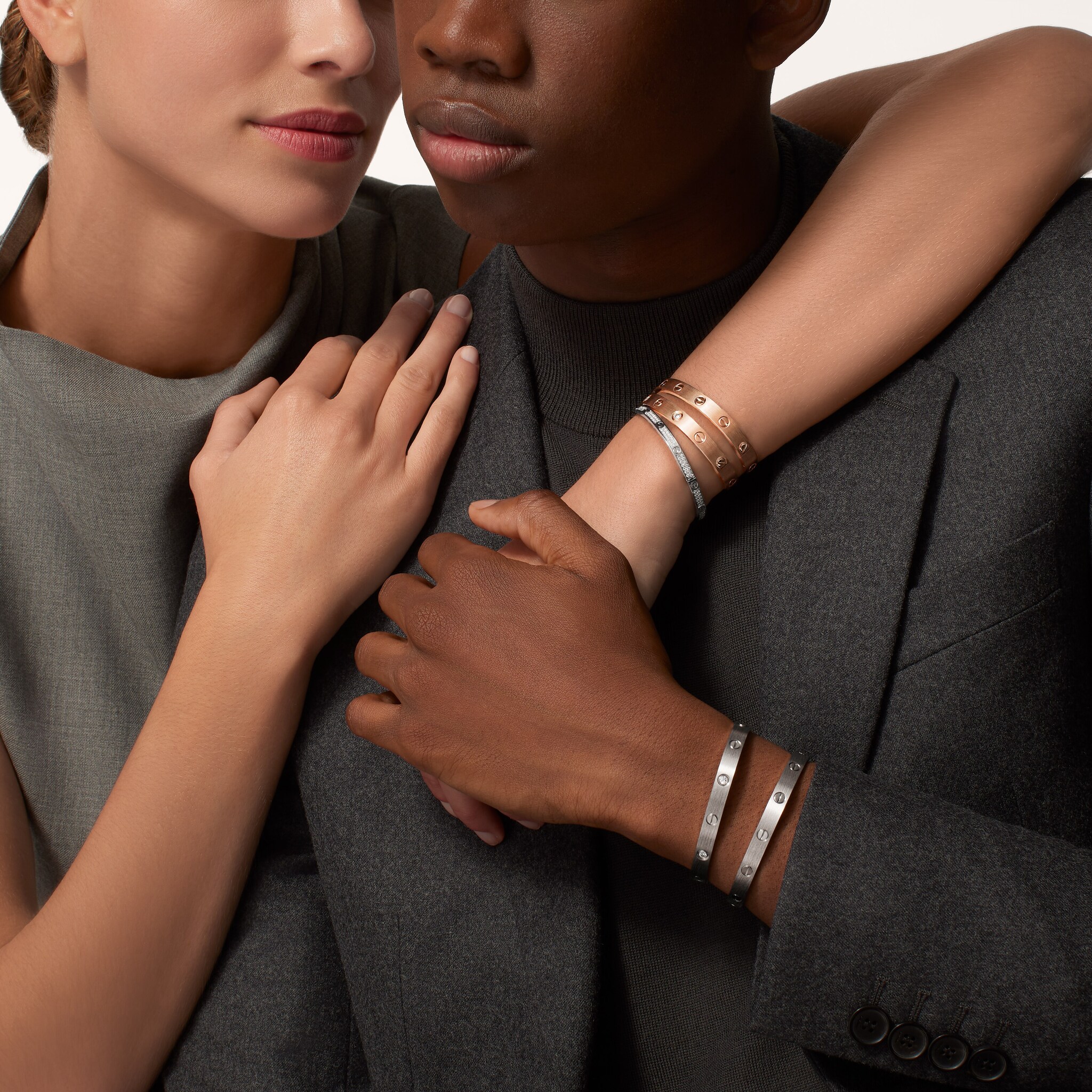 #LOVE# bracelet, classic model, brushed, 4 diamonds