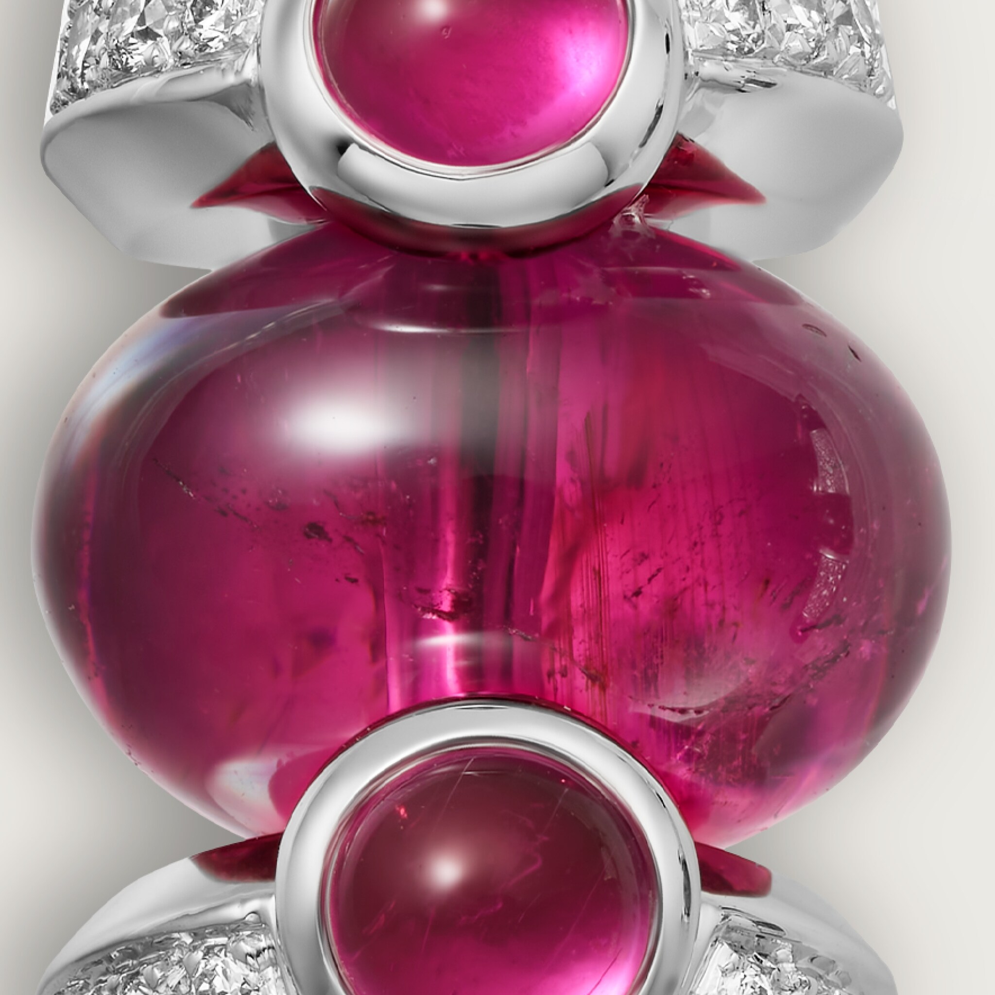 Beaut&eacute;s du Monde stud earrings, rubellite, paved 