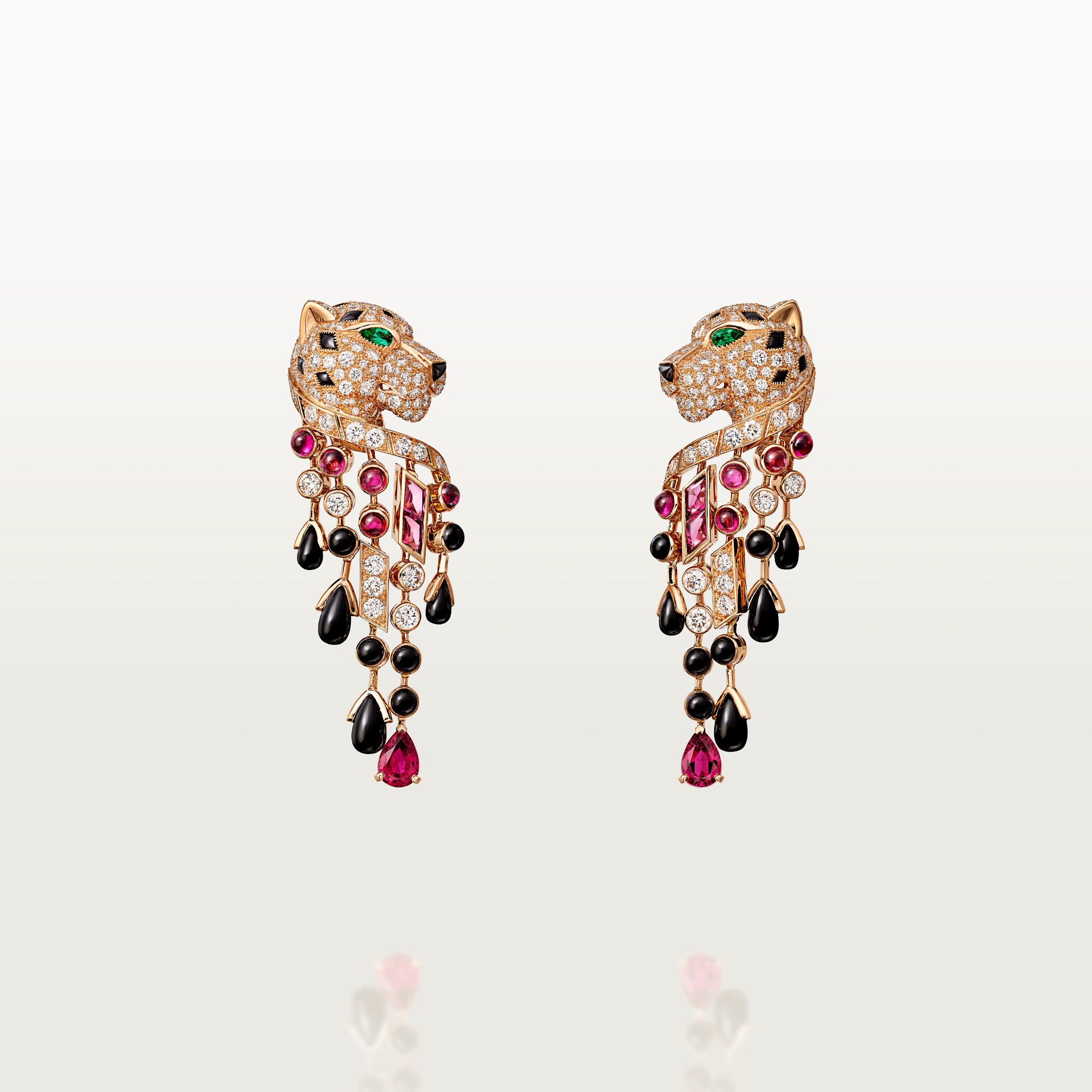 Panth&egrave;re de Cartier earrings, rubellite, large model, paved