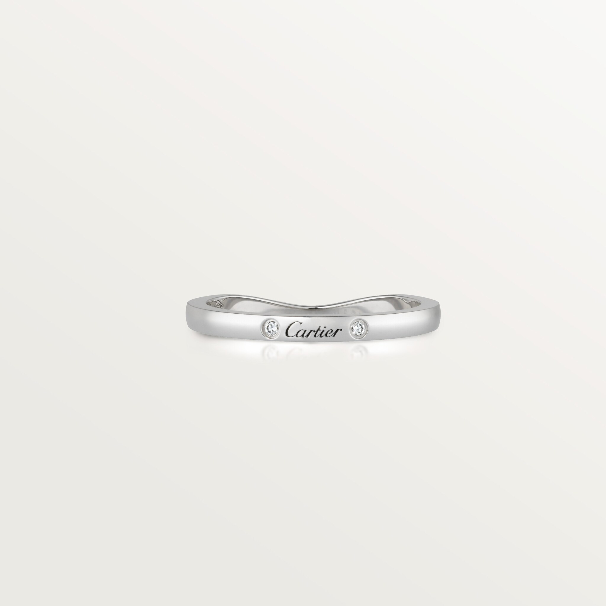 Ballerine wedding band, 2 mm width, 3 diamonds