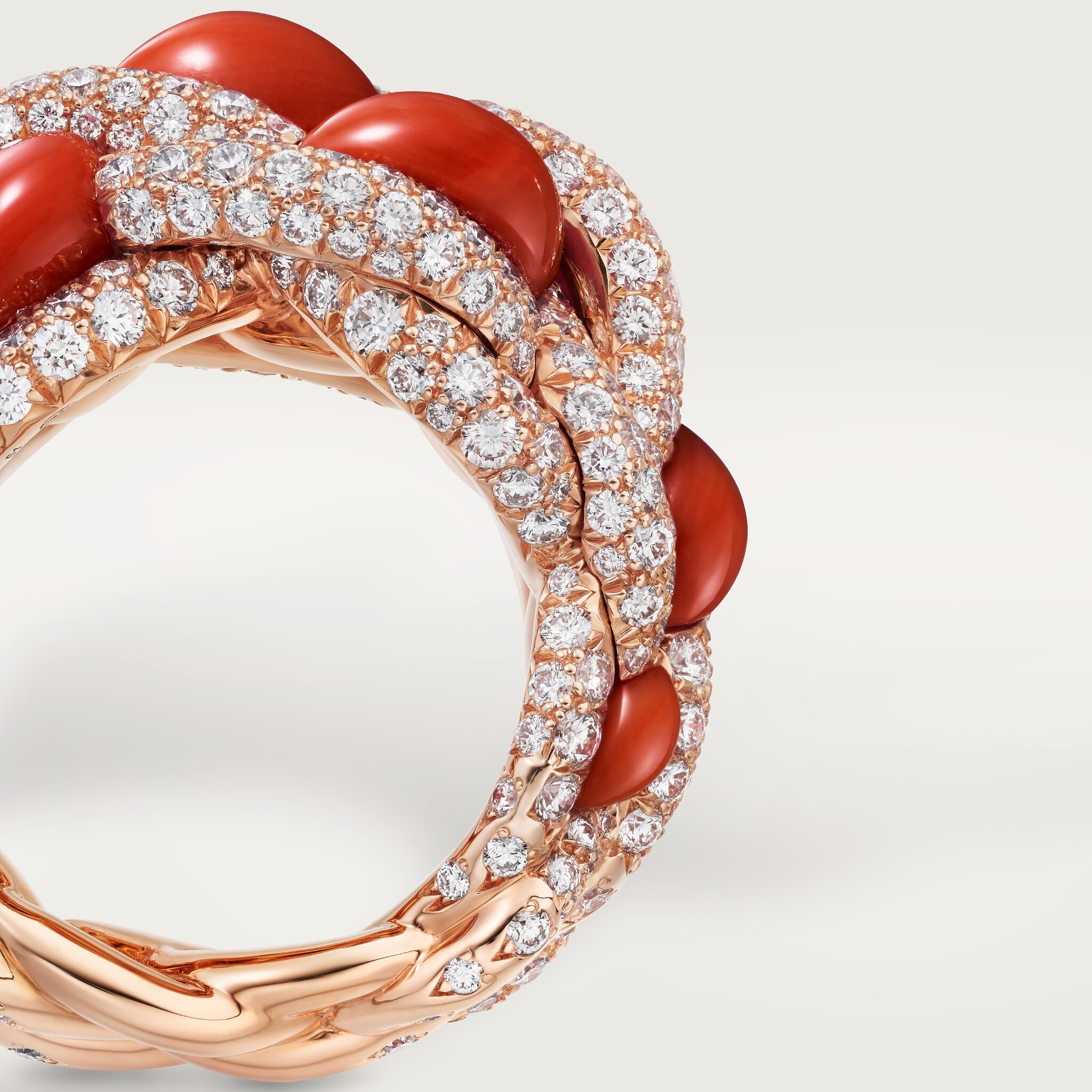 Cartier Libre Tressage ring, coral, image 8