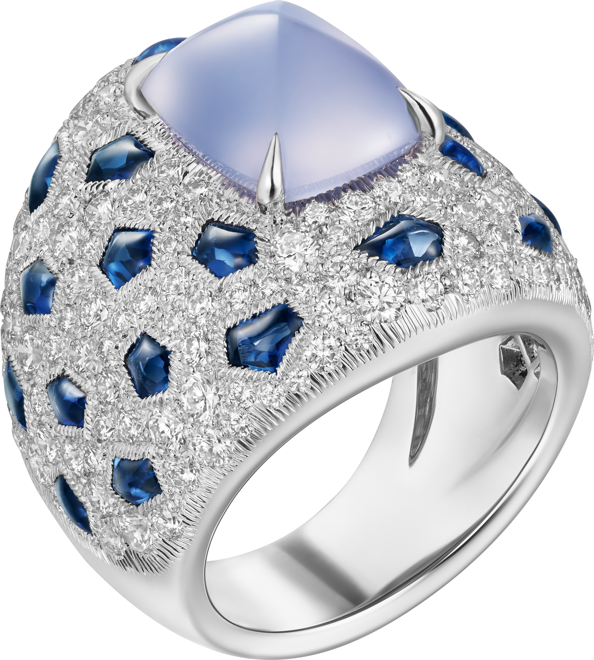 Panth&egrave;re de Cartier ring, sugarloaf-cut chalcedony, paved 