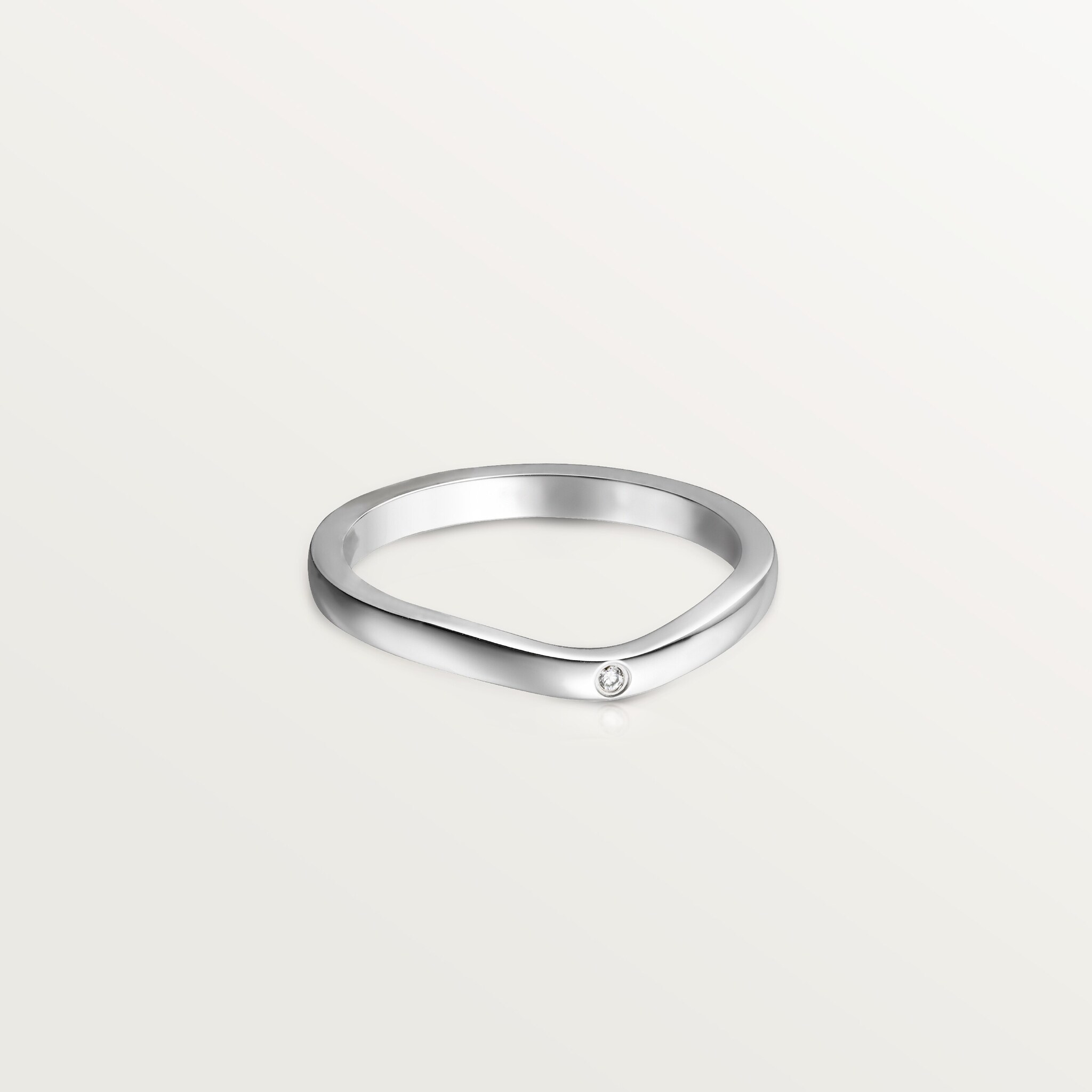 Ballerine wedding band, 2 mm width, 3 diamonds