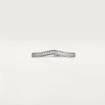 Ballerine wedding band, 2 mm width, half-paved