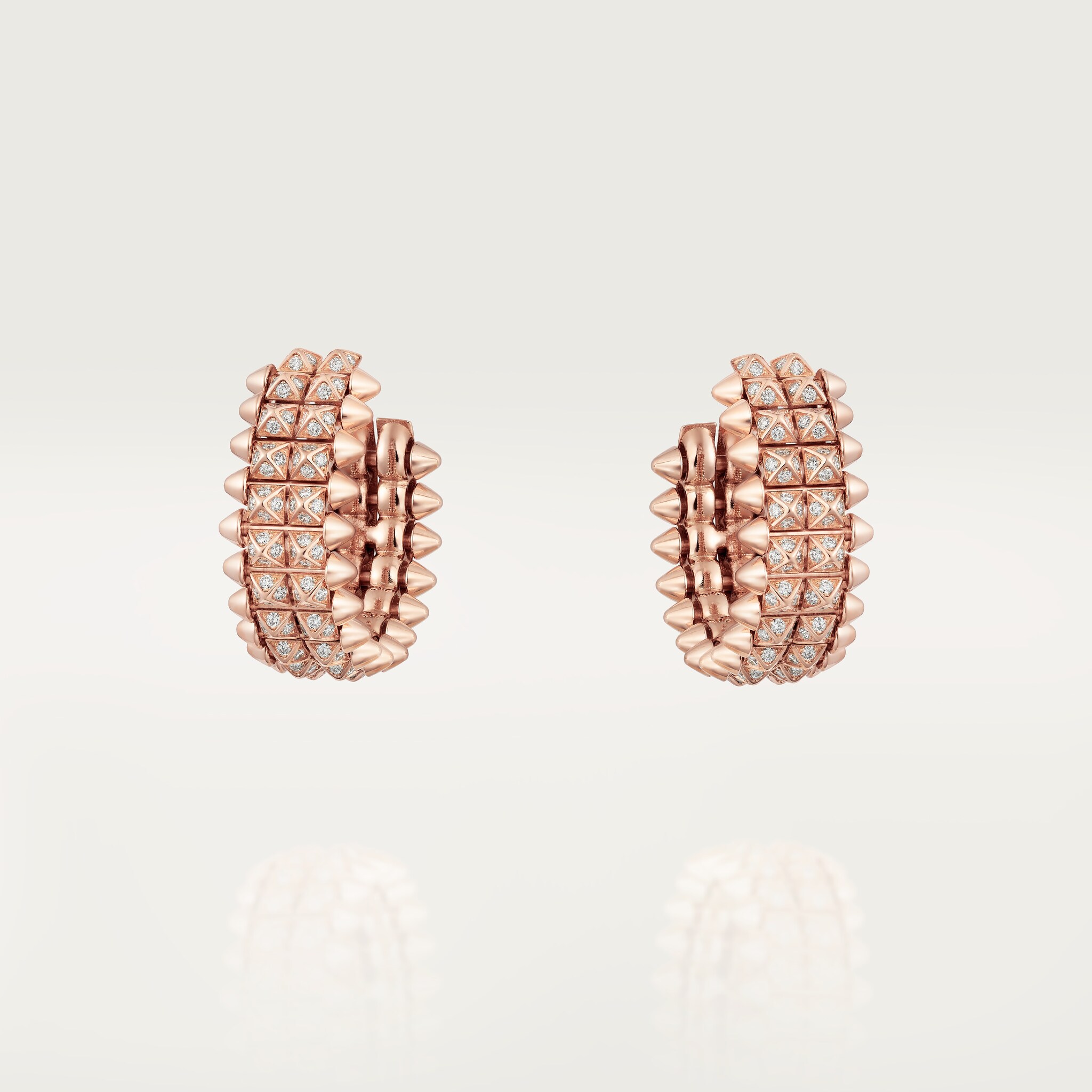 Clash de Cartier hoop earrings, double row, paved