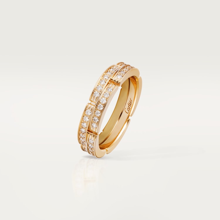 Maillon Panthère wedding band, 2 half diamondpaved rows