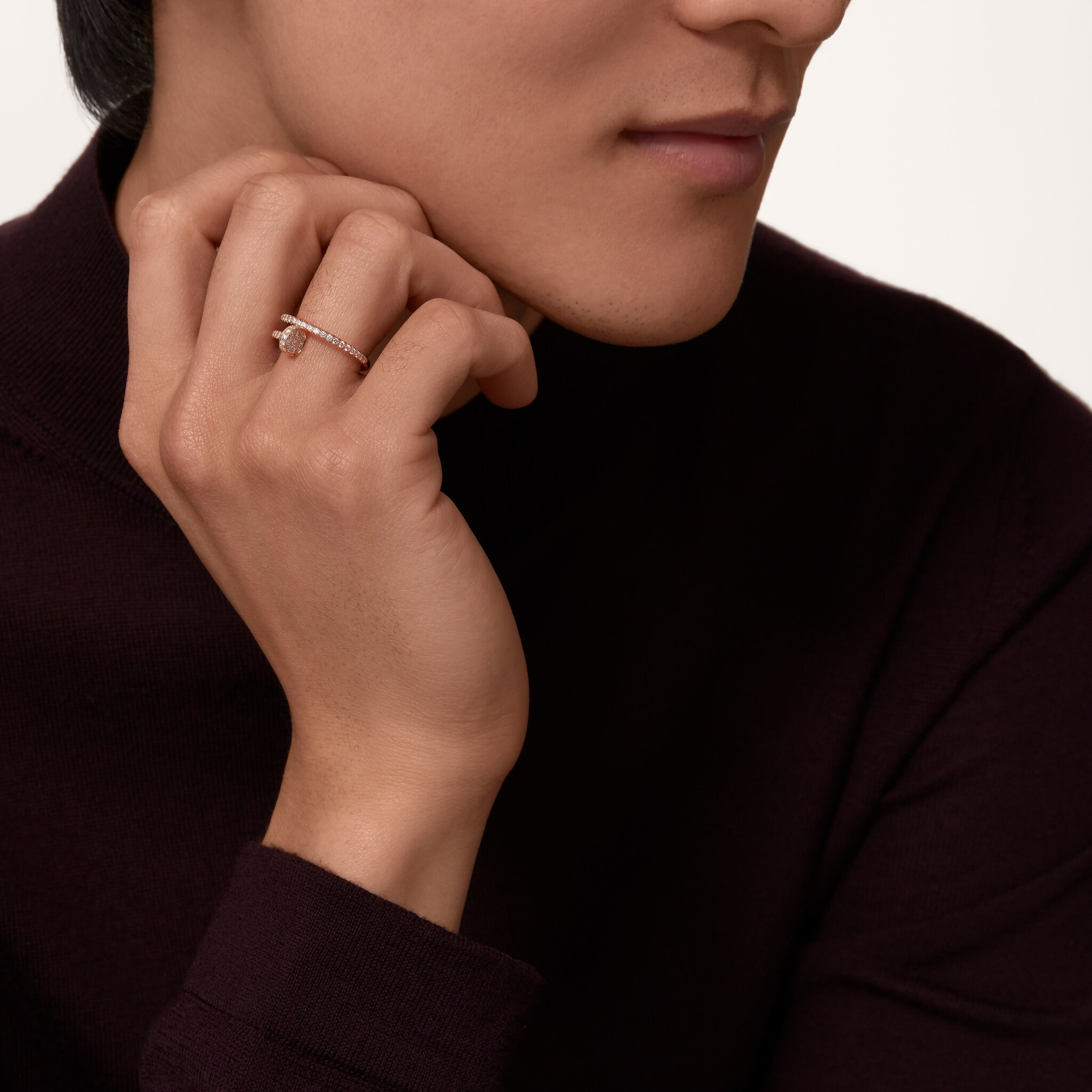 Juste un Clou ring, small model, half-paved