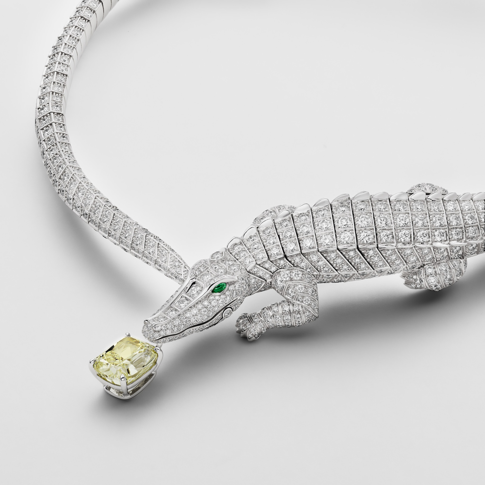 Cartier Fauna and Flora necklace, yellow cushion-cut diamond, paved