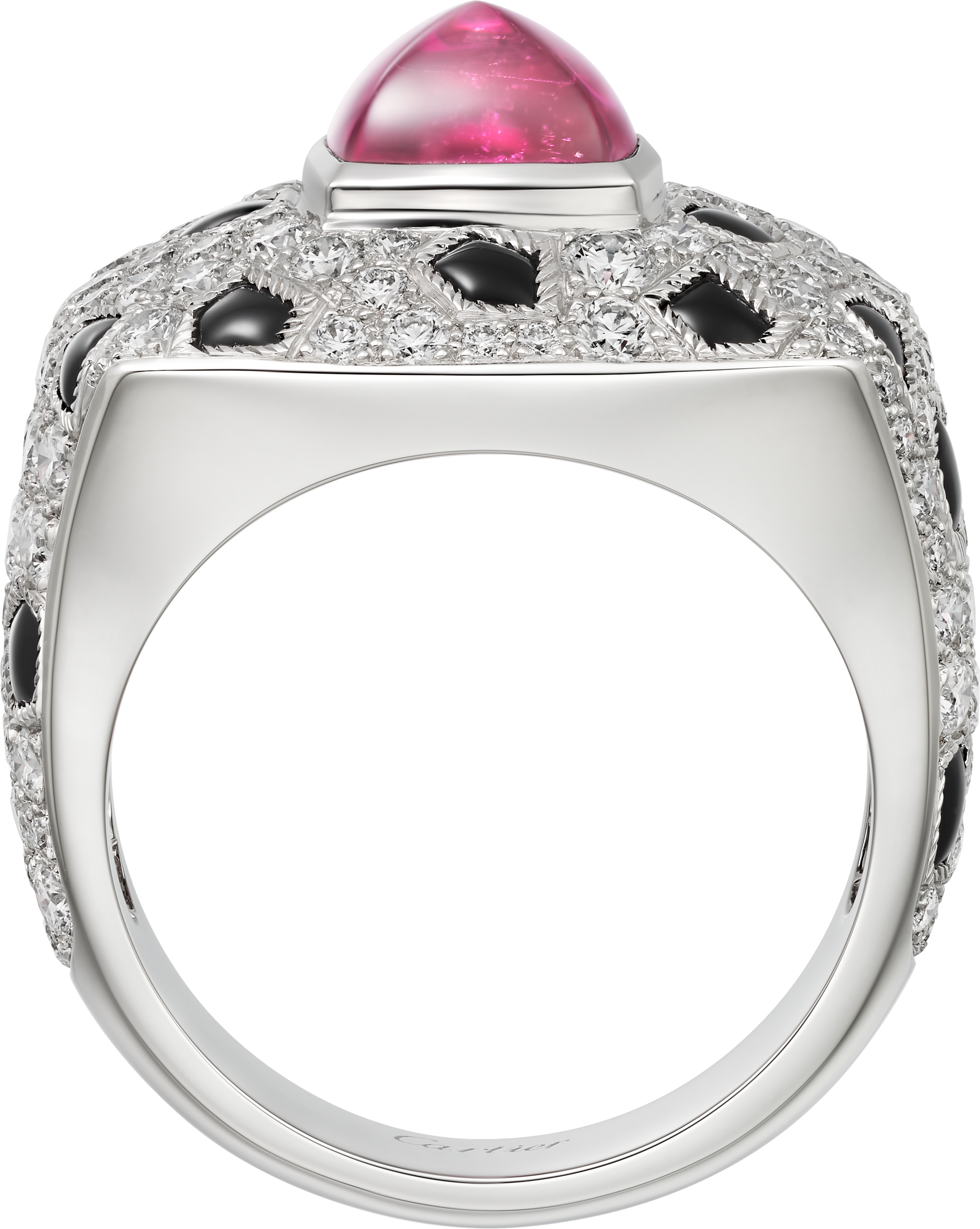 Panth&egrave;re de Cartier ring, sugarloaf-cut rubellite, small model, paved 