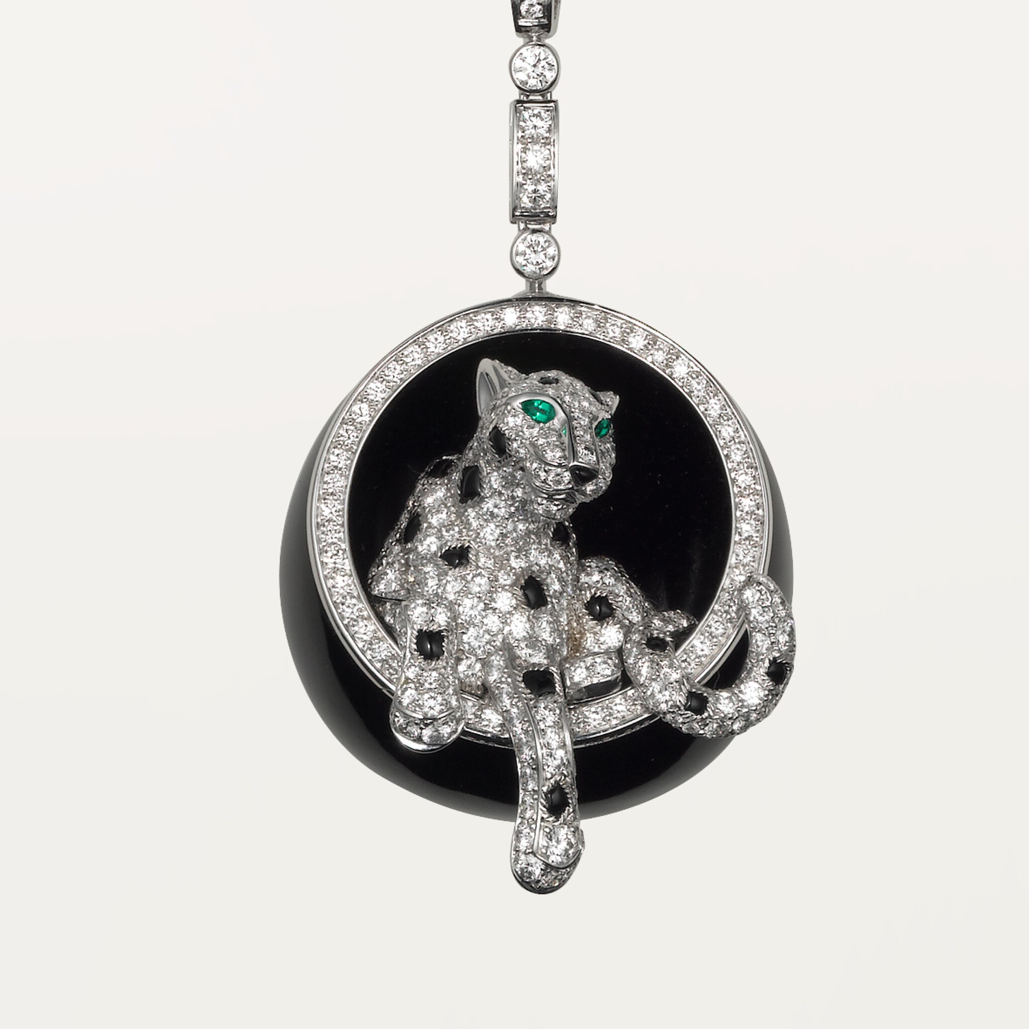 Panth&egrave;re de Cartier necklace, black nephrite jade, paved 
