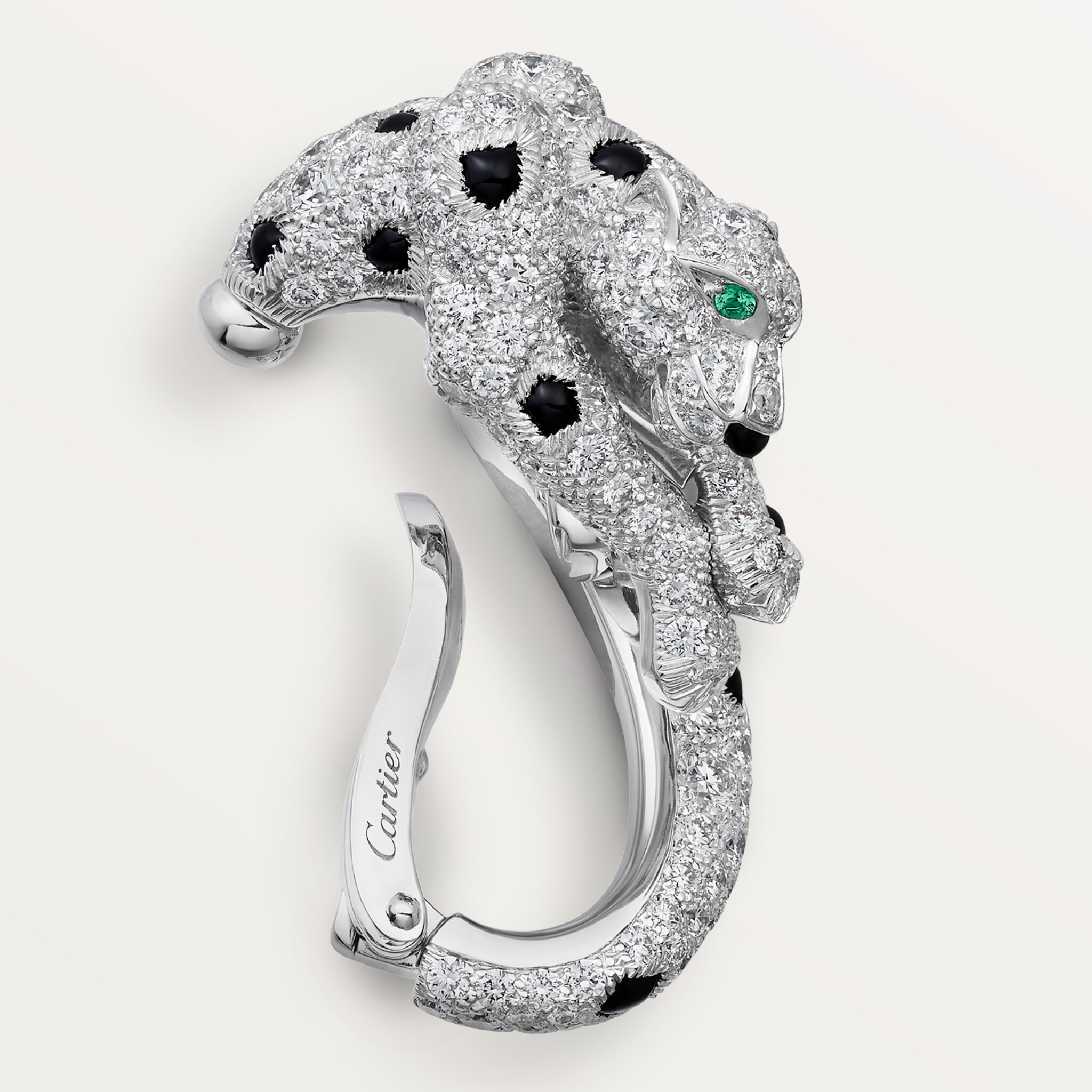 Panth&egrave;re de Cartier earrings, cushion-cut ruby, paved