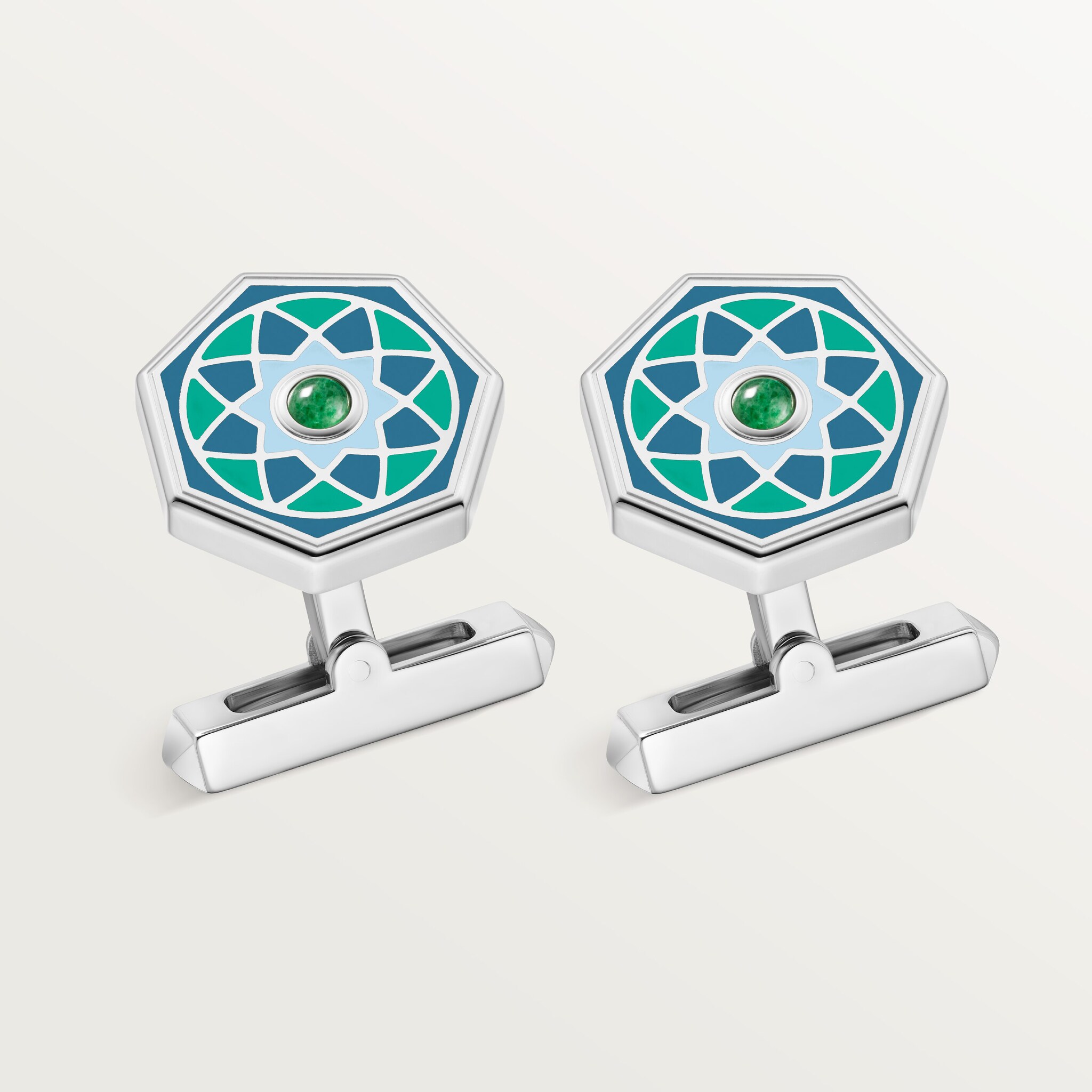 Green tricolor cufflinks exclusive to the Middle East