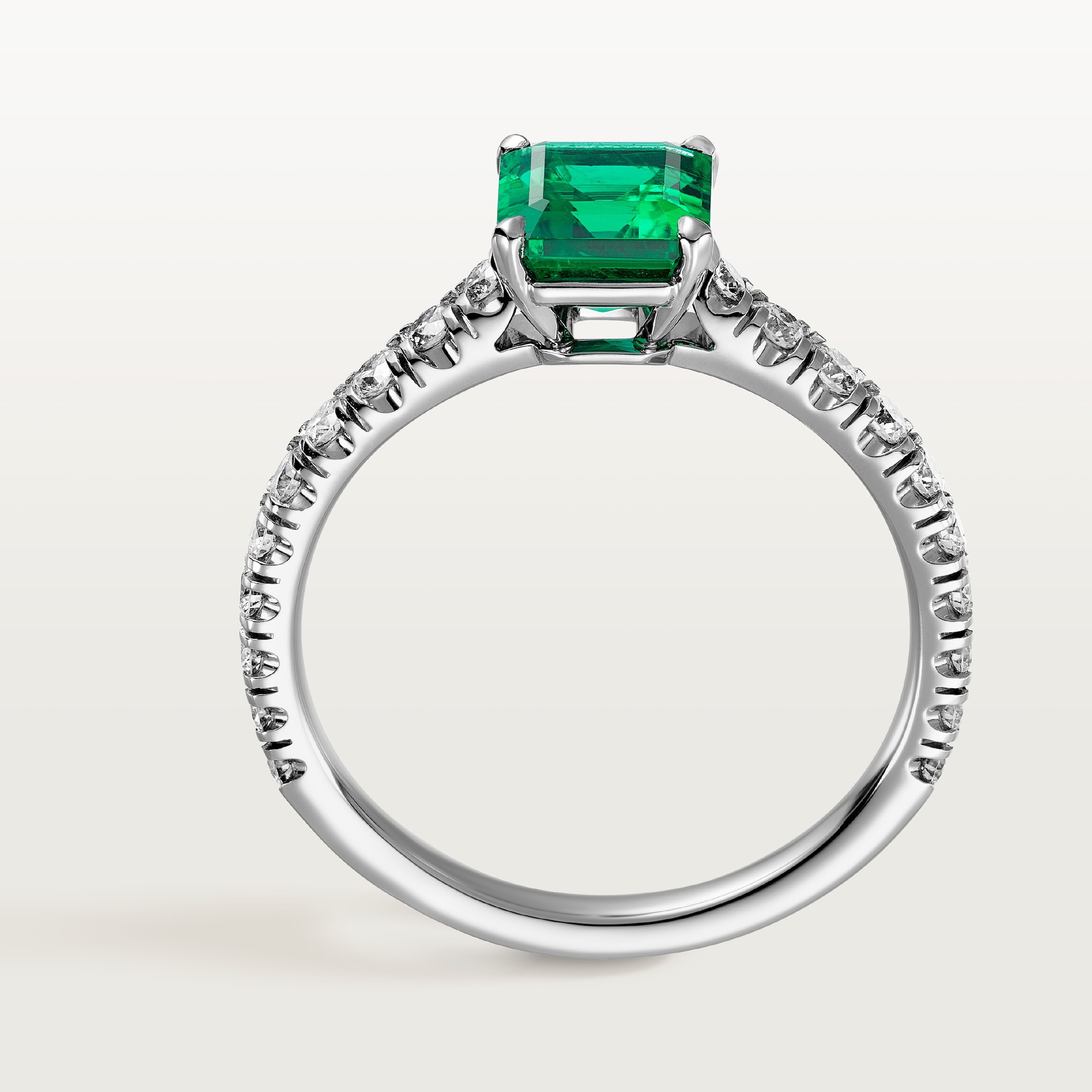 1895 solitaire, emerald-cut emerald, paved , image 7