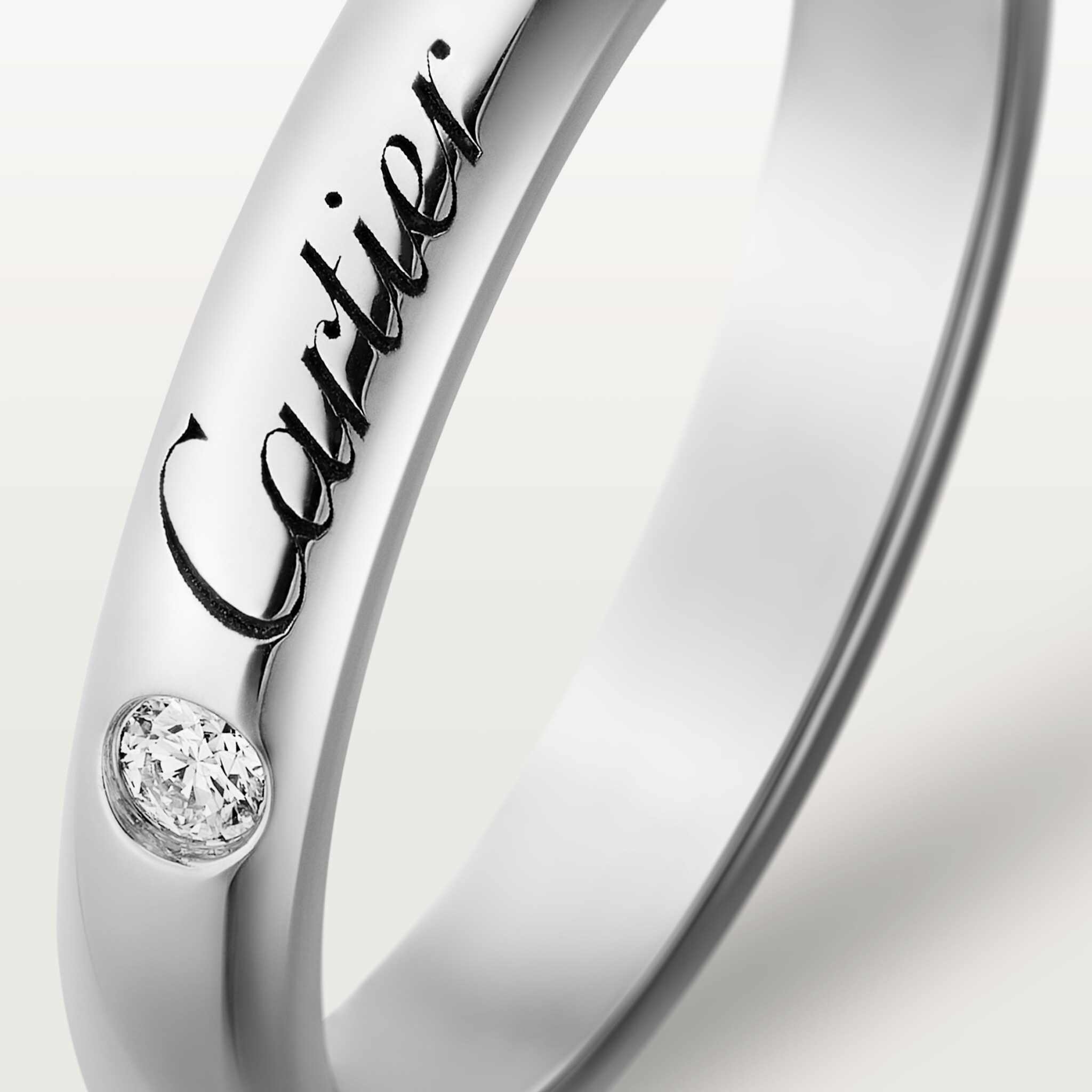 C de Cartier wedding band, 3 mm width, 1 diamond