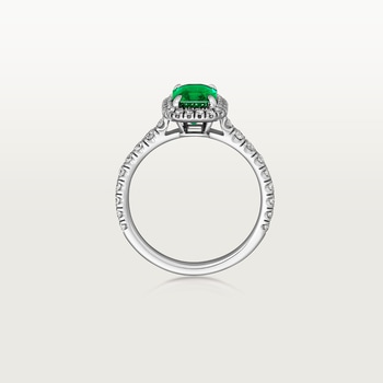 Cartier Destinée solitaire, emerald-cut emerald, paved  Cartier Destinée solitaire, emerald-cut emerald, paved