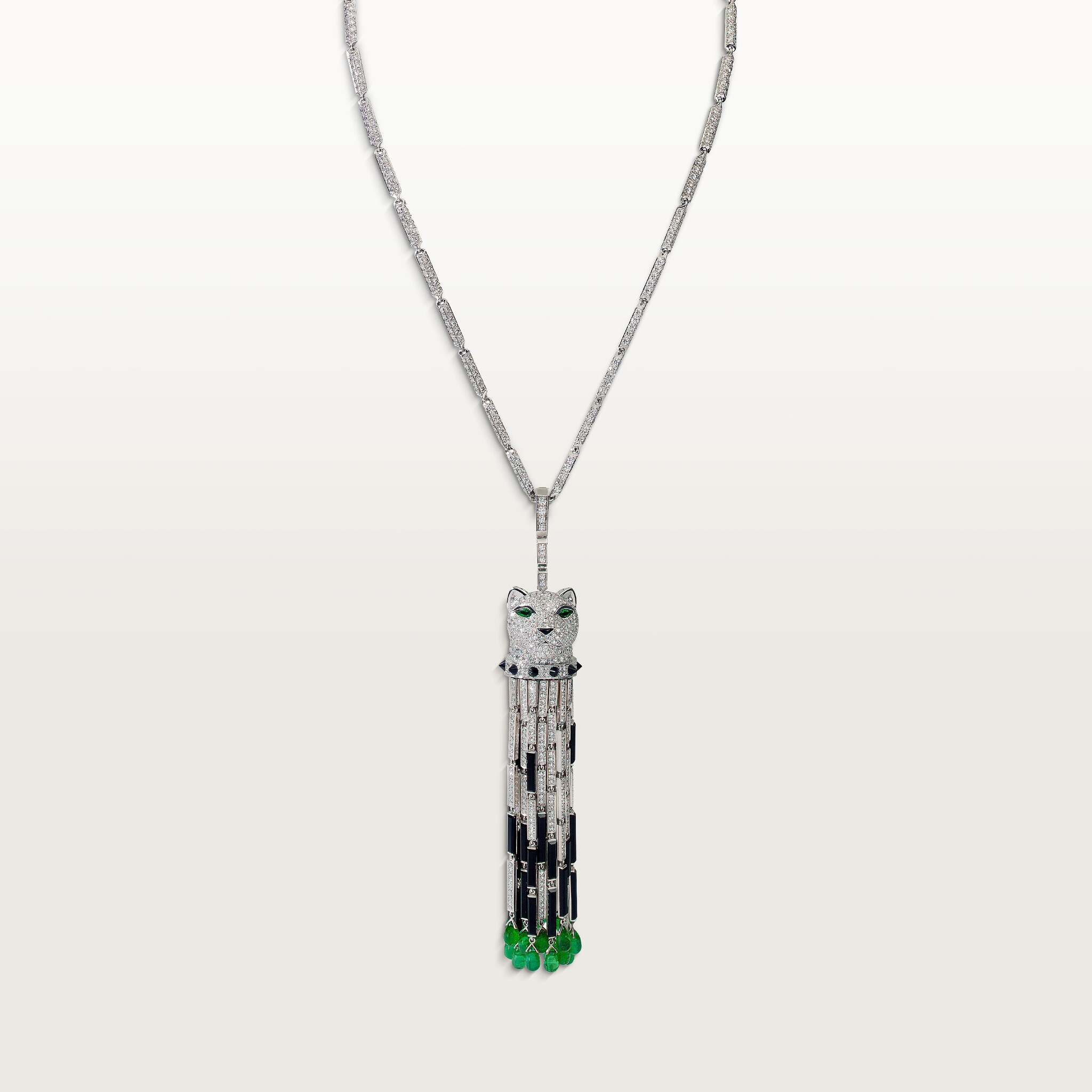 Panth&egrave;re de Cartier long necklace, emerald, multi-wear, large model, paved 