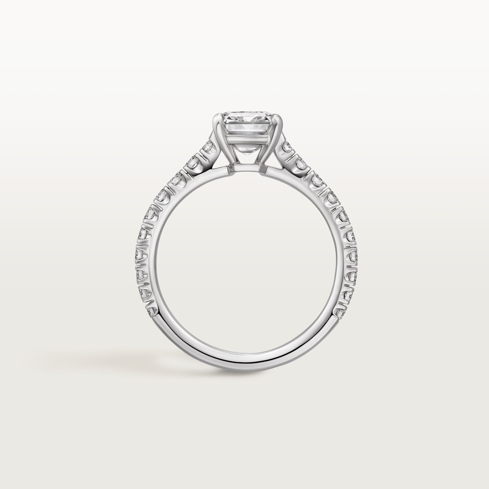 1895 solitaire, emerald-cut diamond, paved , image 6