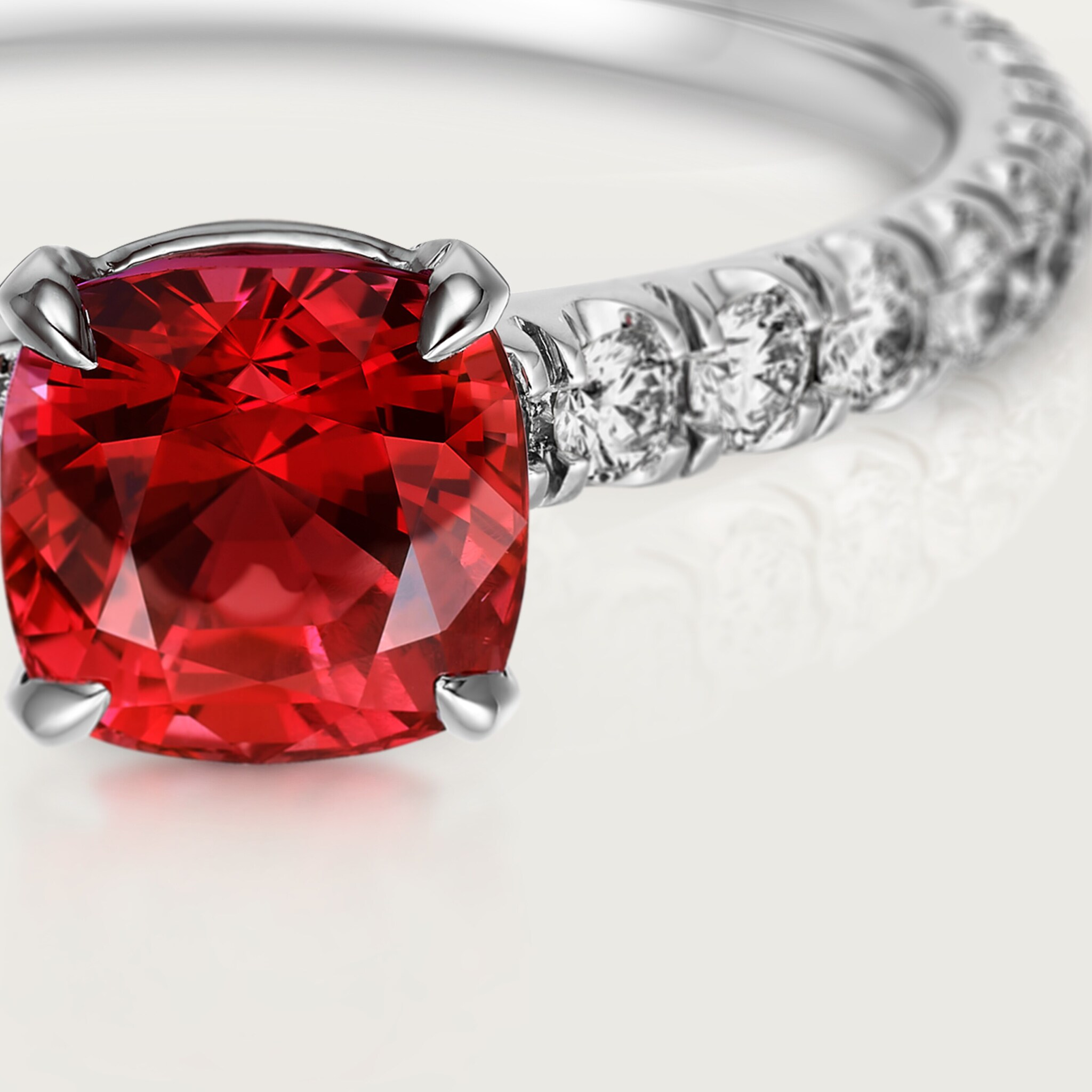 1895 solitaire, cushion-cut ruby, paved , image 5