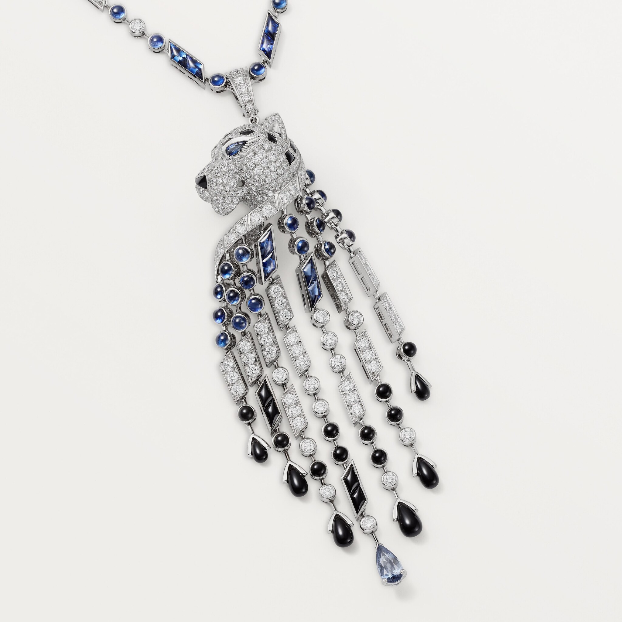 Panth&egrave;re de Cartier long necklace, sapphire, large model, paved 