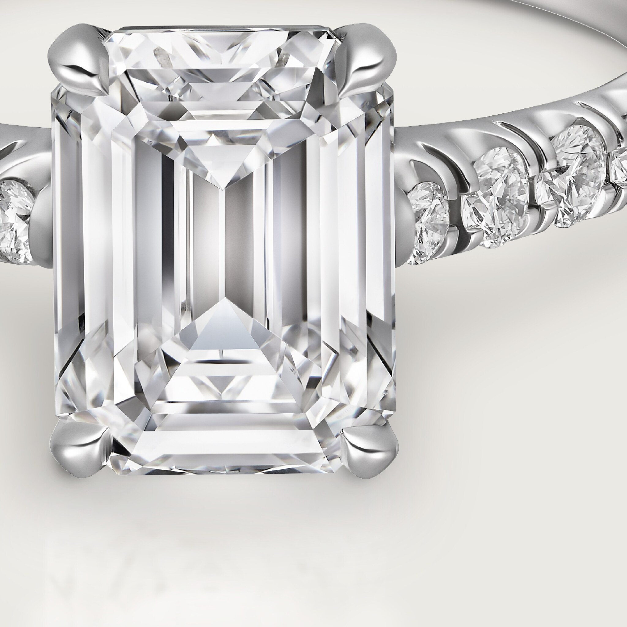 1895 solitaire, emerald-cut diamond, paved , image 8