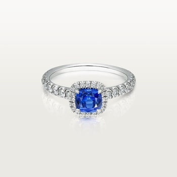 Cartier Destinée solitaire, cushion-cut sapphire, paved  Cartier Destinée solitaire, cushion-cut sapphire, paved