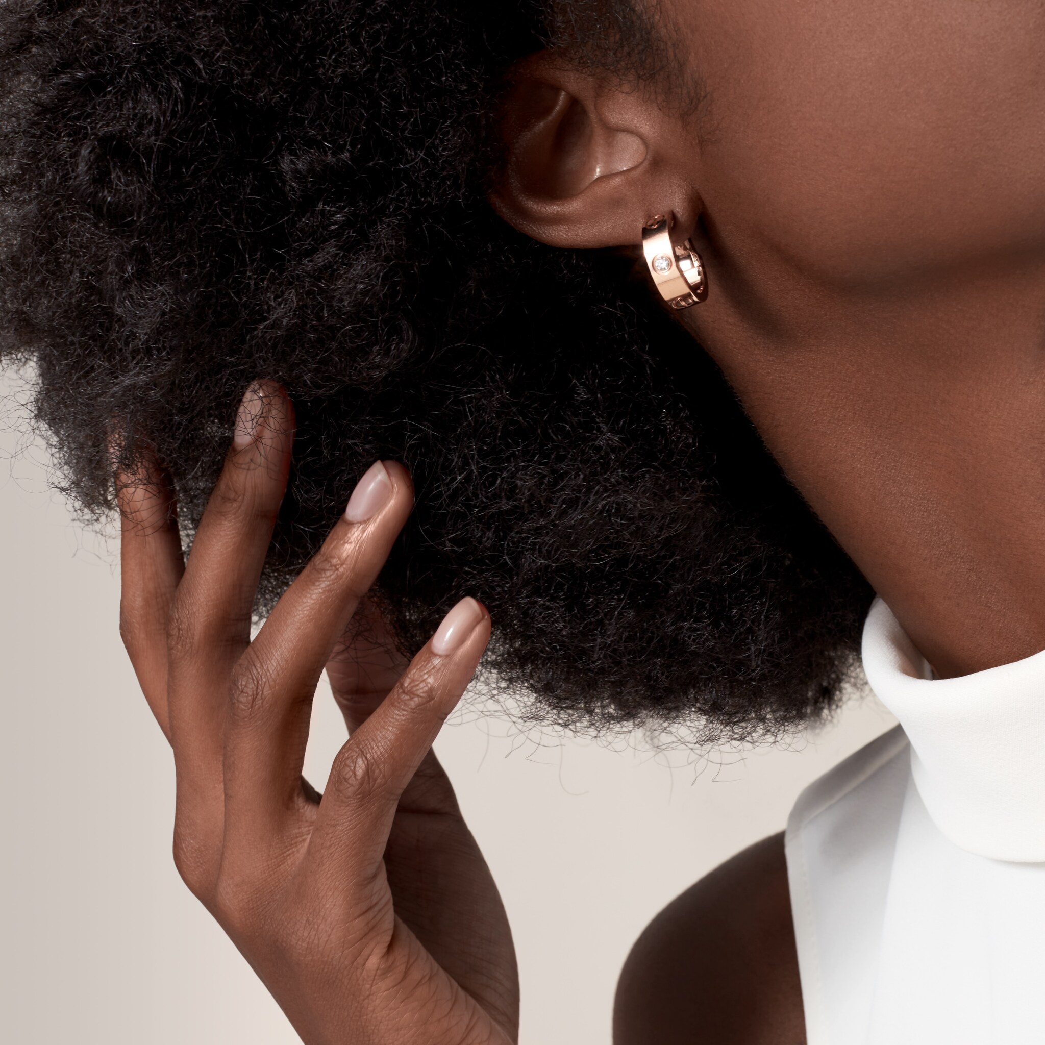 #LOVE# hoop earrings, classic model, 2 diamonds