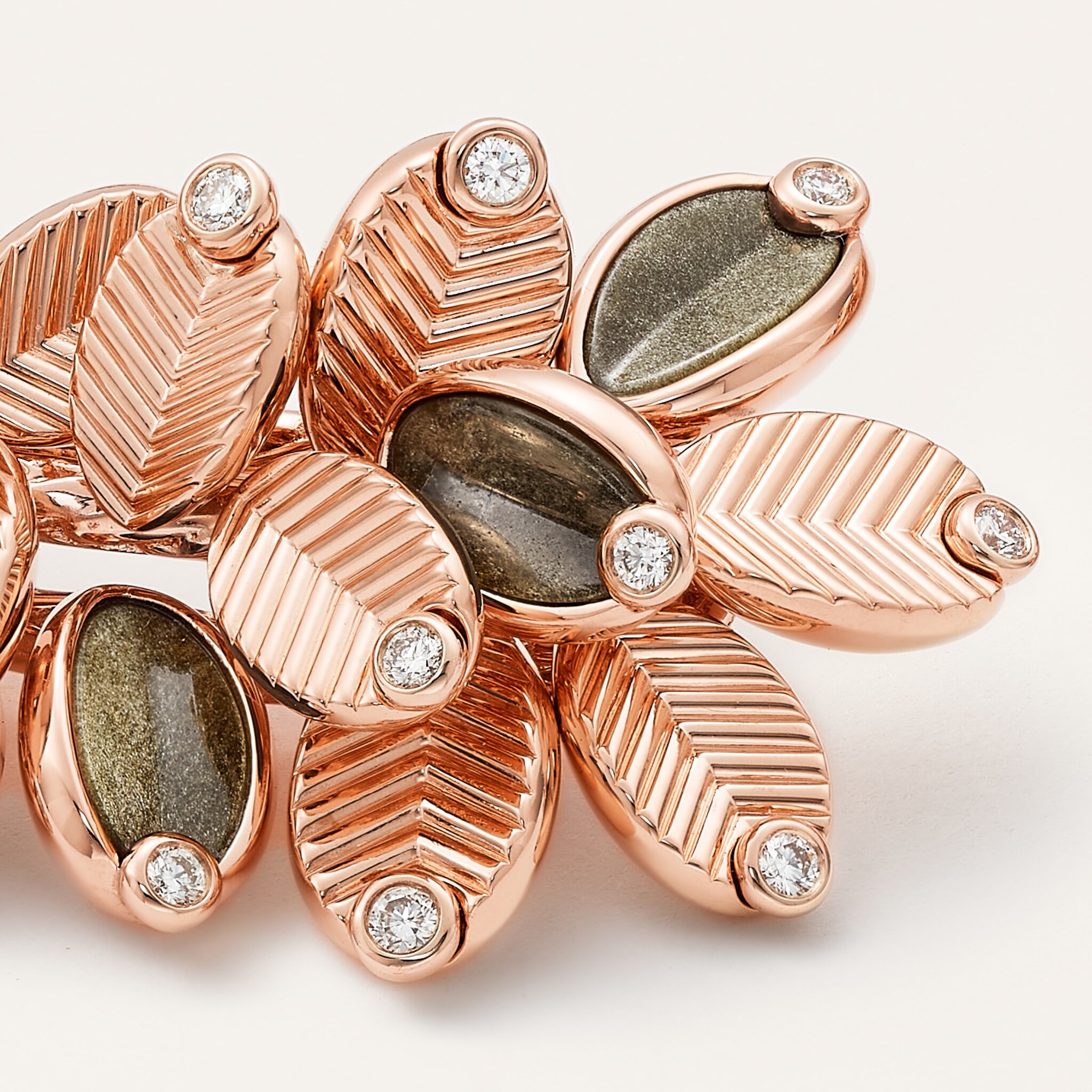 Grain de Caf&eacute; necklace, obsidian, semi-paved