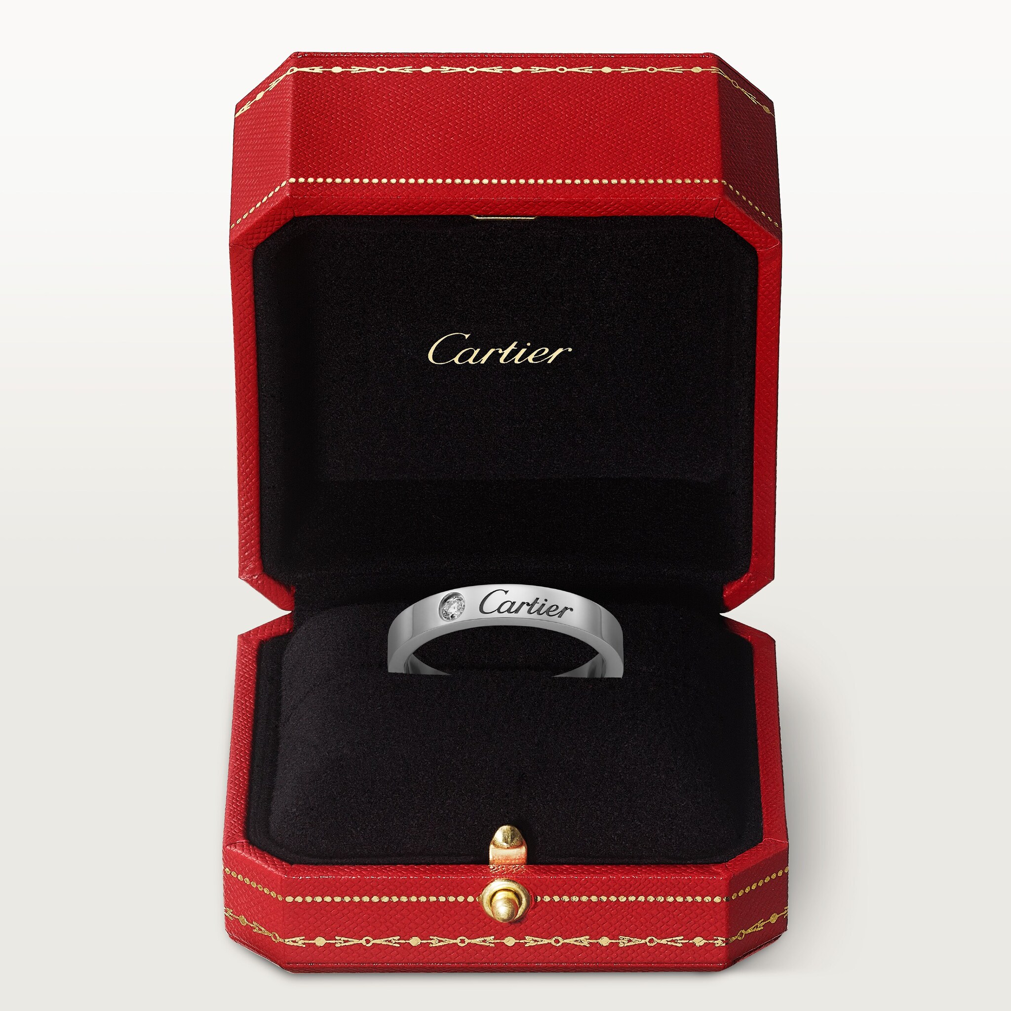 C de Cartier wedding band, 3 mm width, 1 diamond, image 5