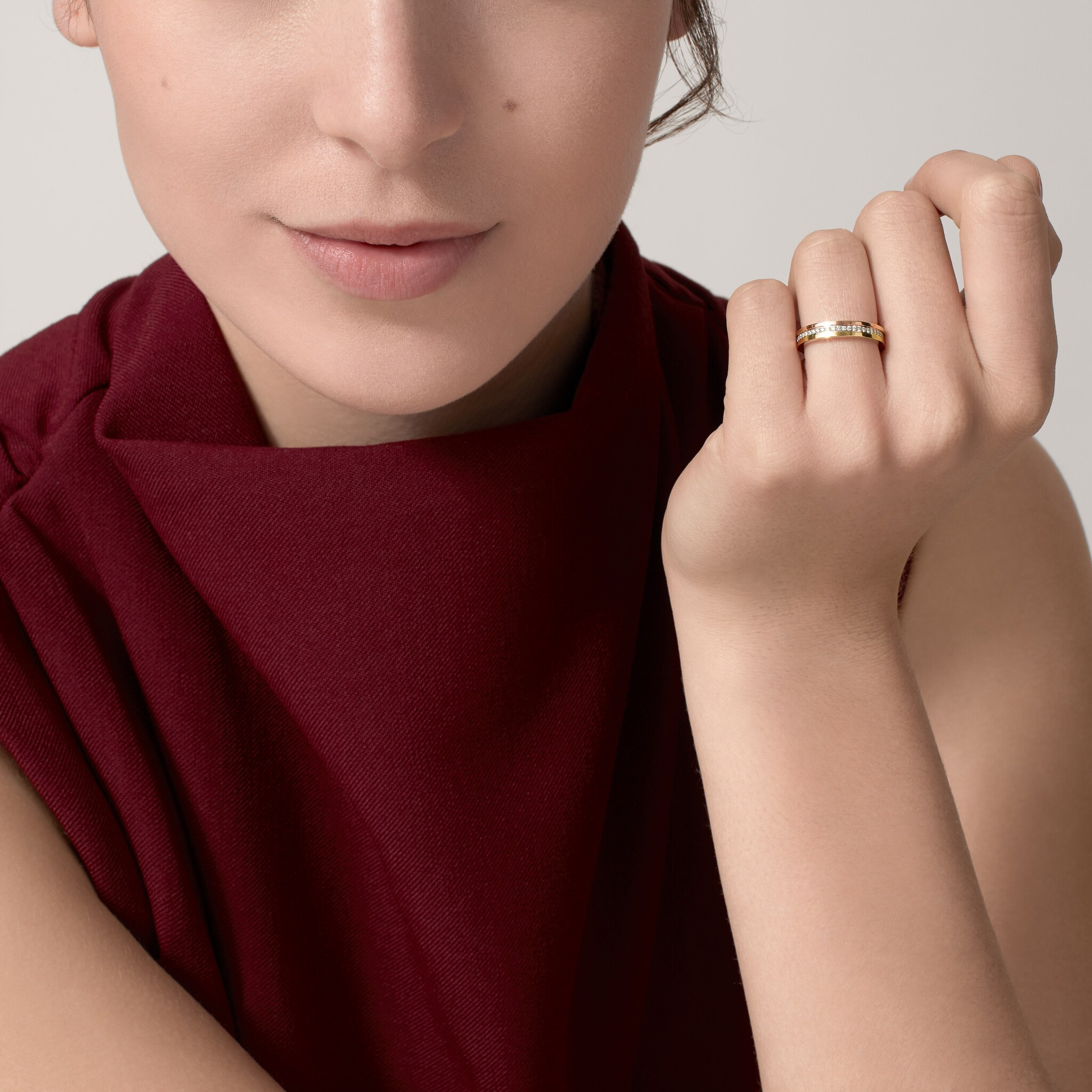 Vendome Louis Cartier wedding band, 3.5 mm width, paved