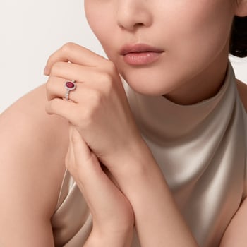 Cartier Destinée solitaire, oval-cut ruby, paved  Cartier Destinée solitaire, oval-cut ruby, paved