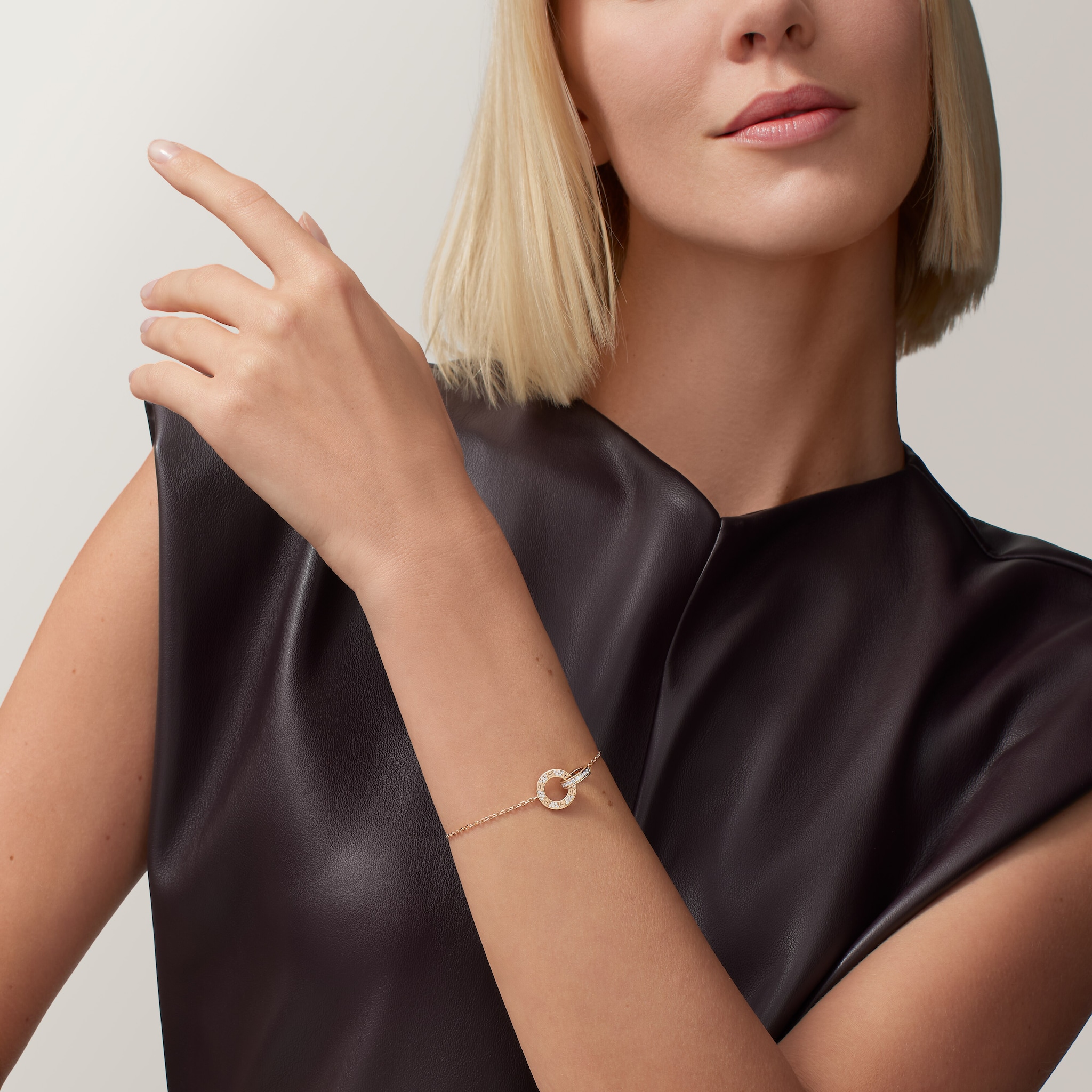 #LOVE# bracelet, on chain, paved