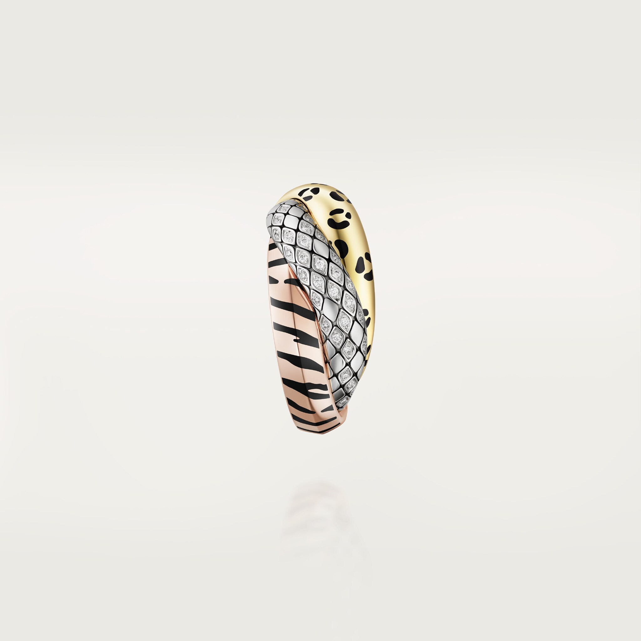 Trinity single earring, lacquer, half-paved