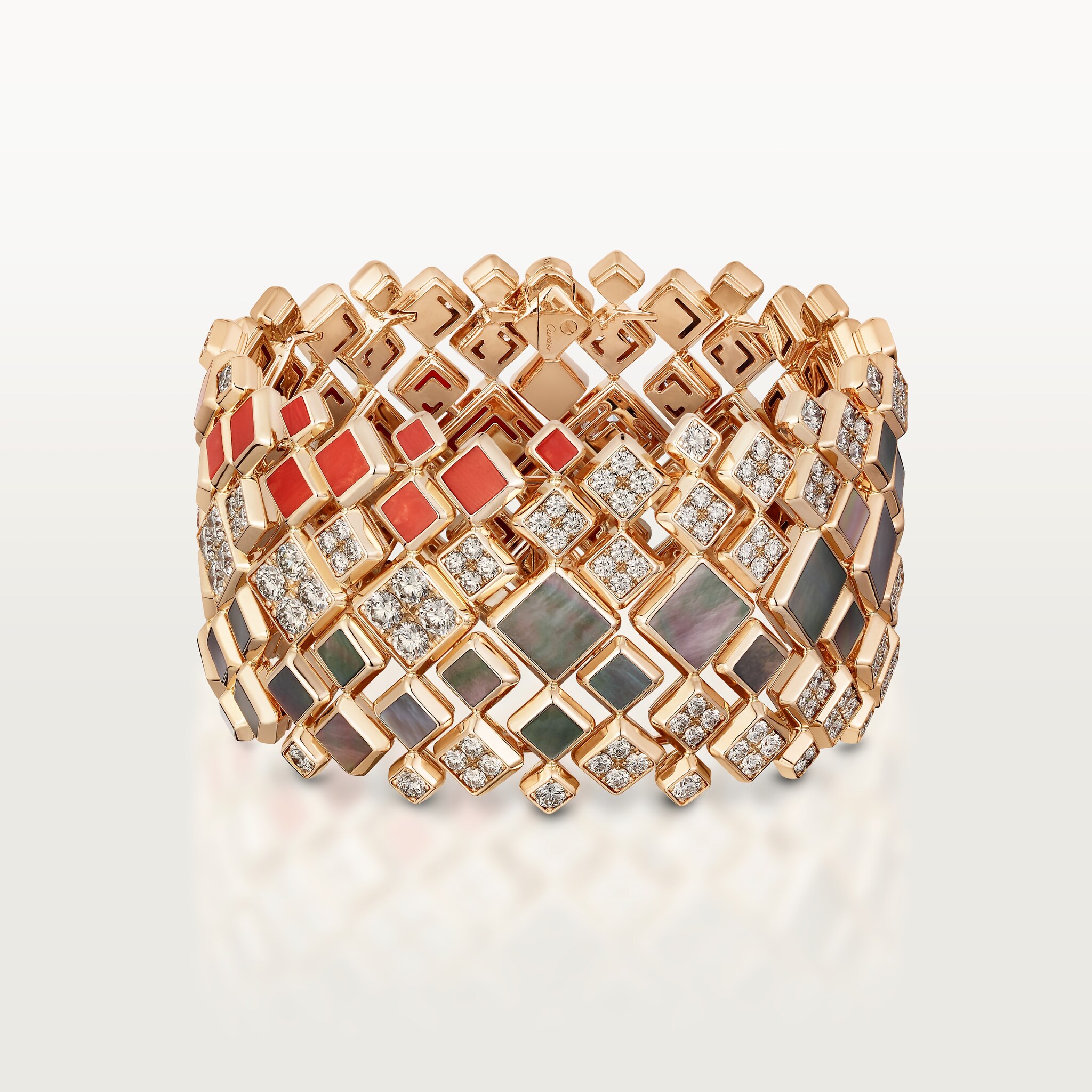 [Sur]naturel bracelet, coral, flexible, paved 