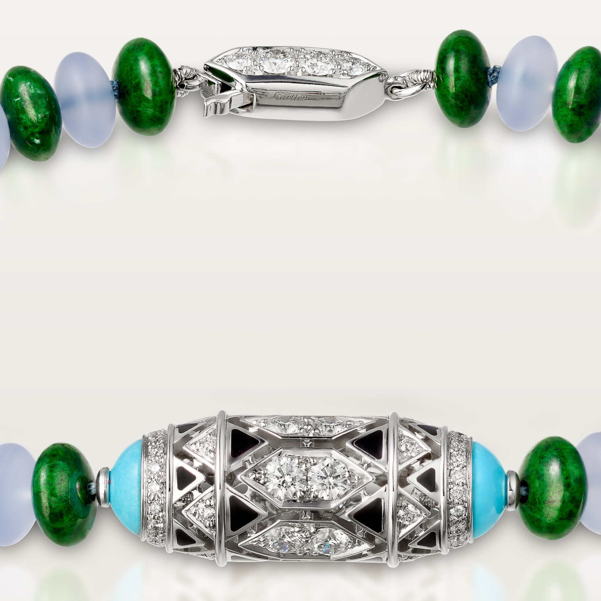 G&eacute;ometrie & Contrastes bracelet, chalcedony, paved