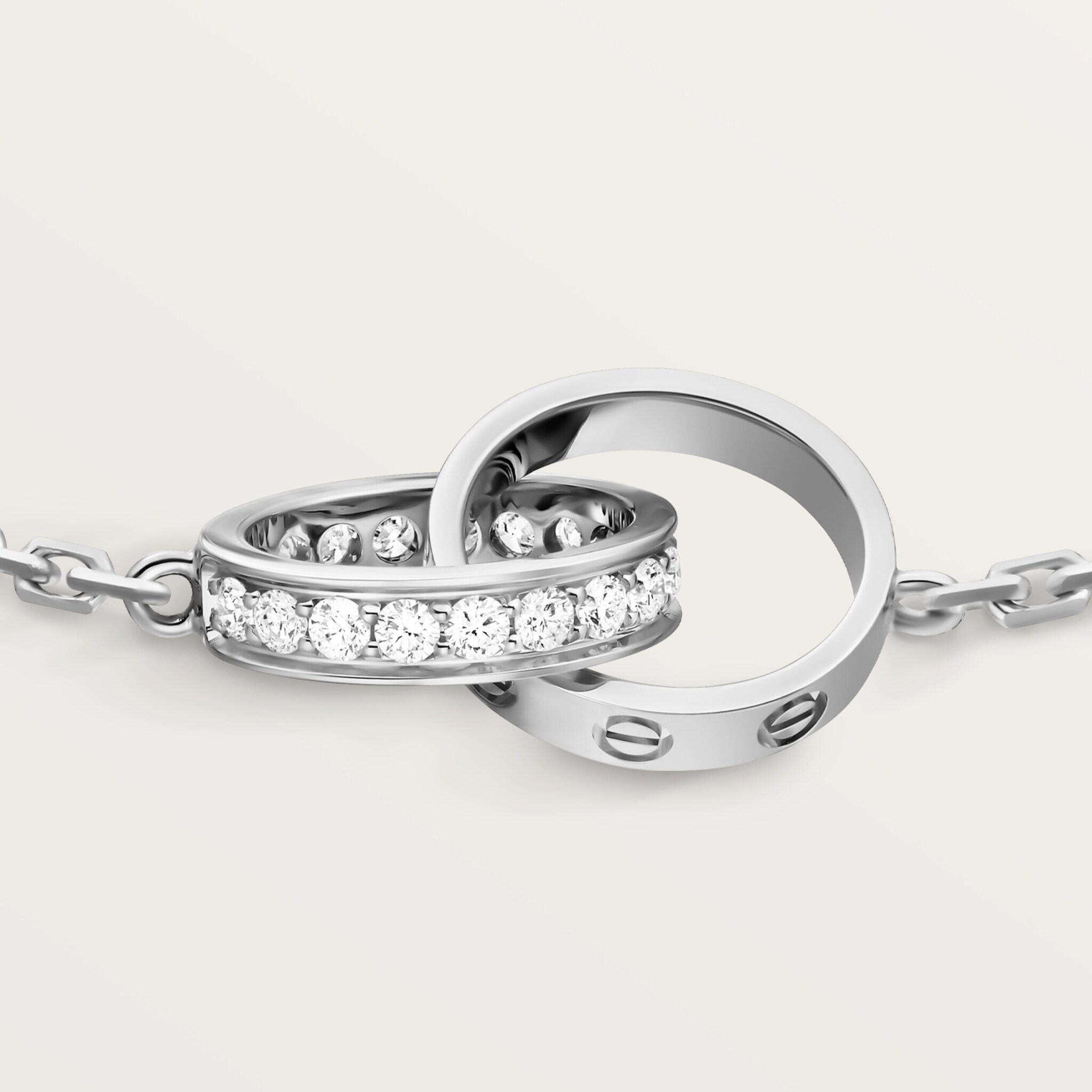 #LOVE# bracelet, on chain, half-paved