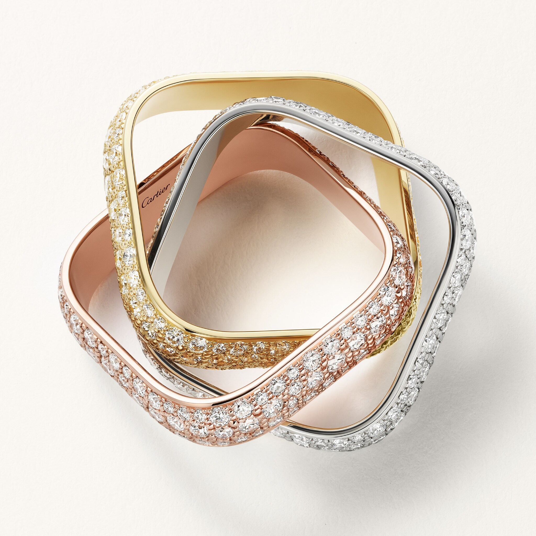 Trinity ring, cushion-shaped, large model, paved, image 8