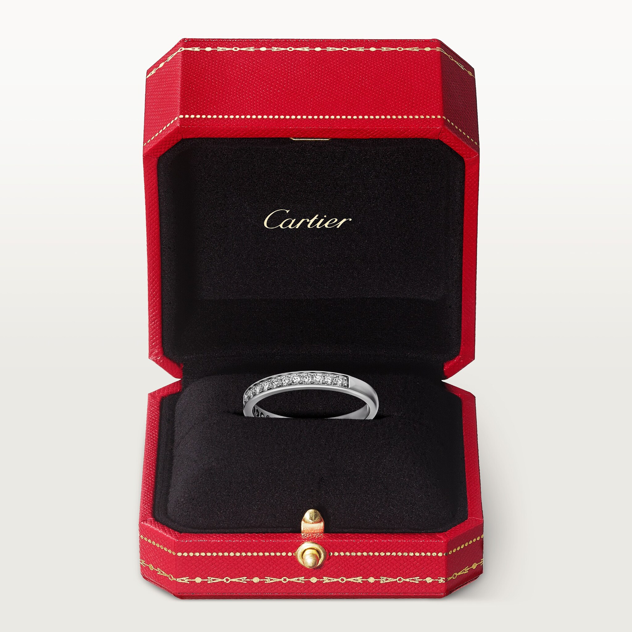 1895 wedding band, 2.6 mm width, half-paved, image 7