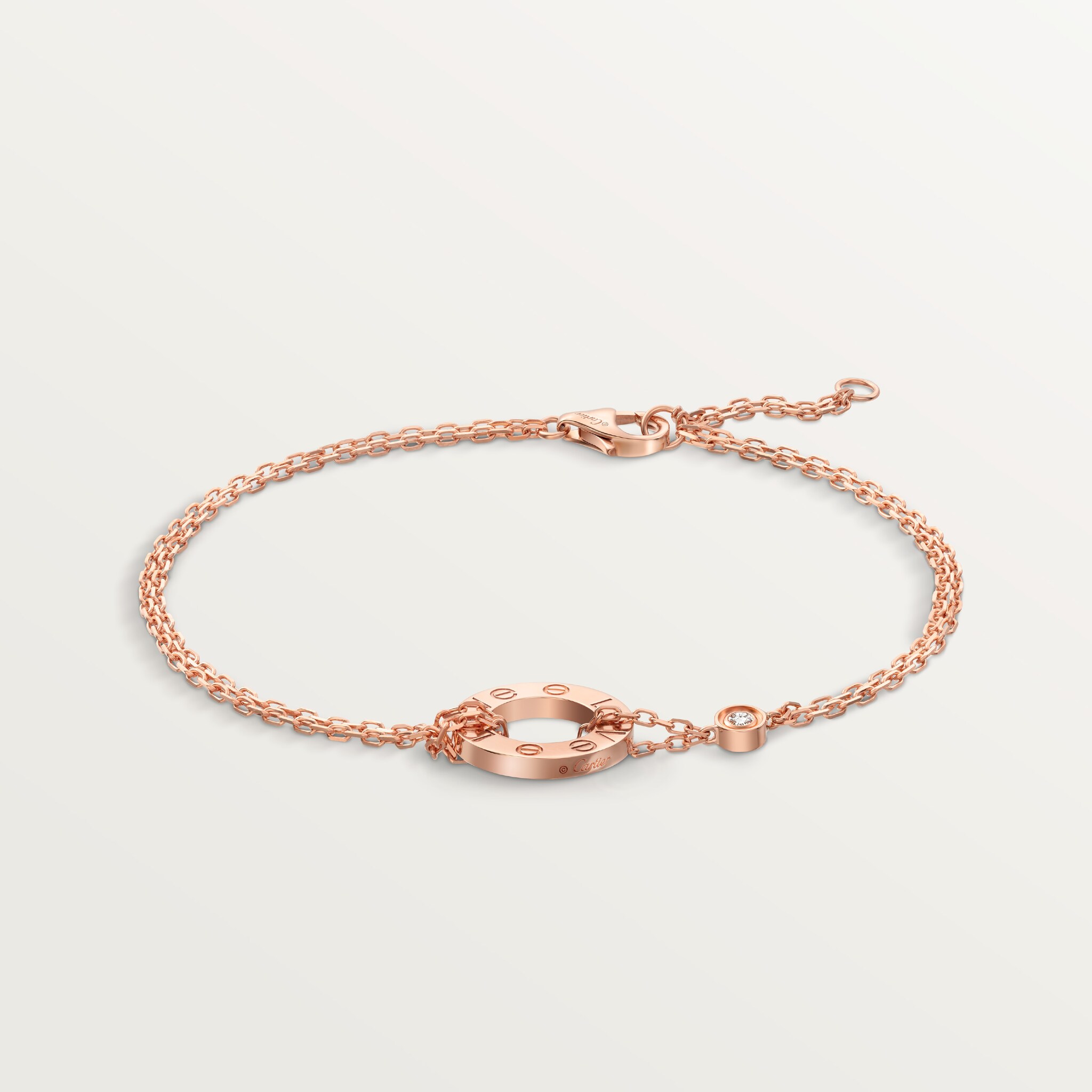 #LOVE# bracelet, on chain, 2 diamonds