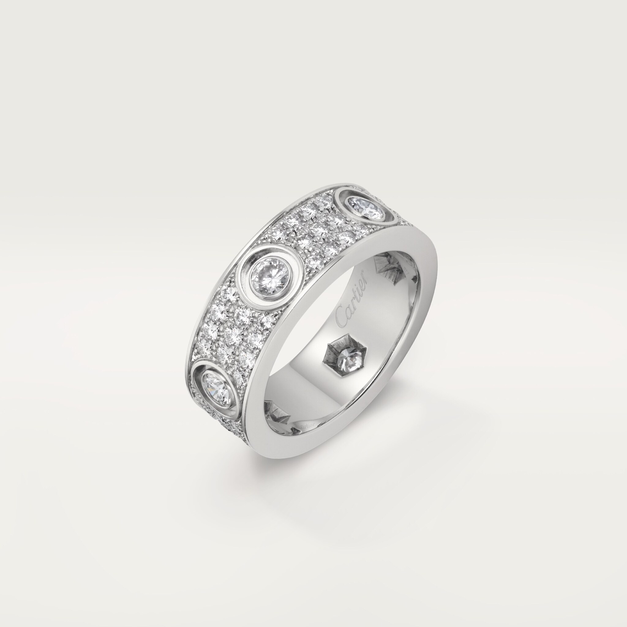 #LOVE# ring, classic model, paved, 6 diamonds