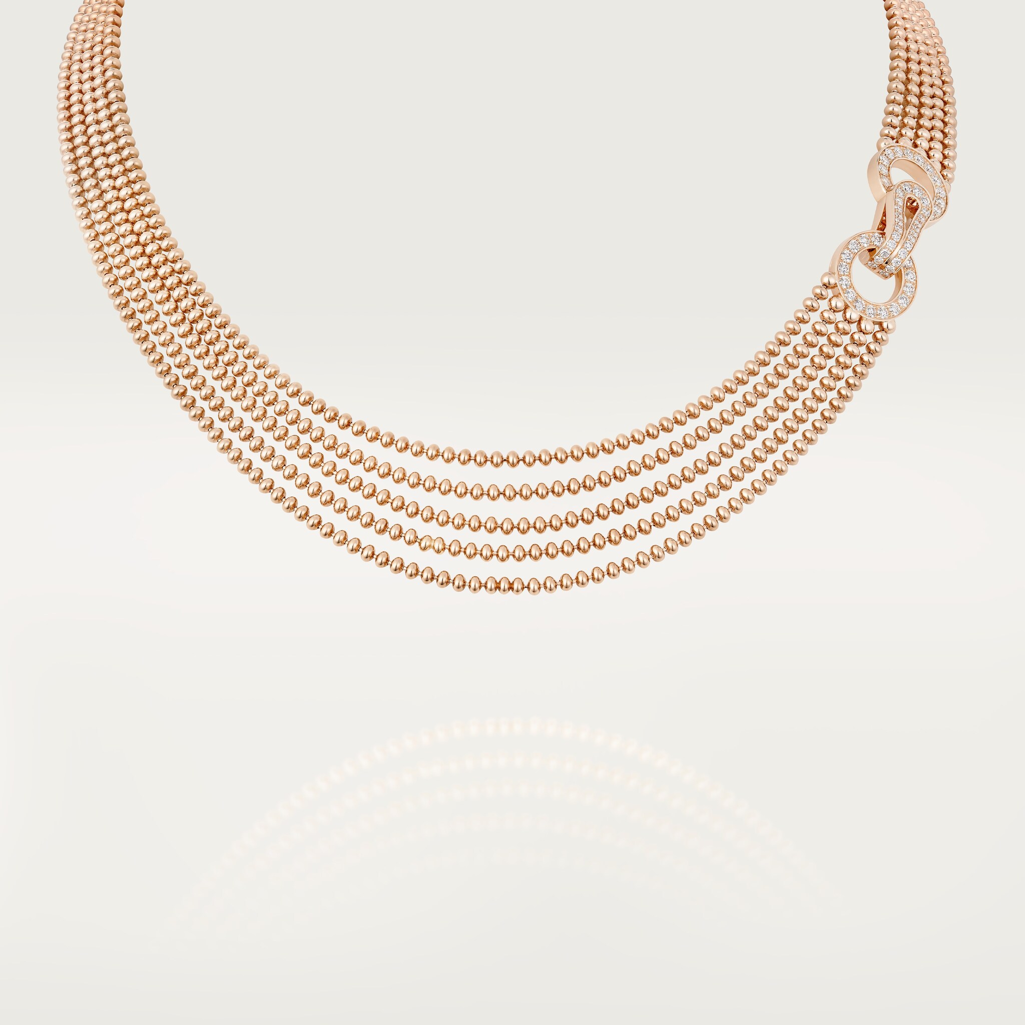 Agrafe necklace, small model, half-paved