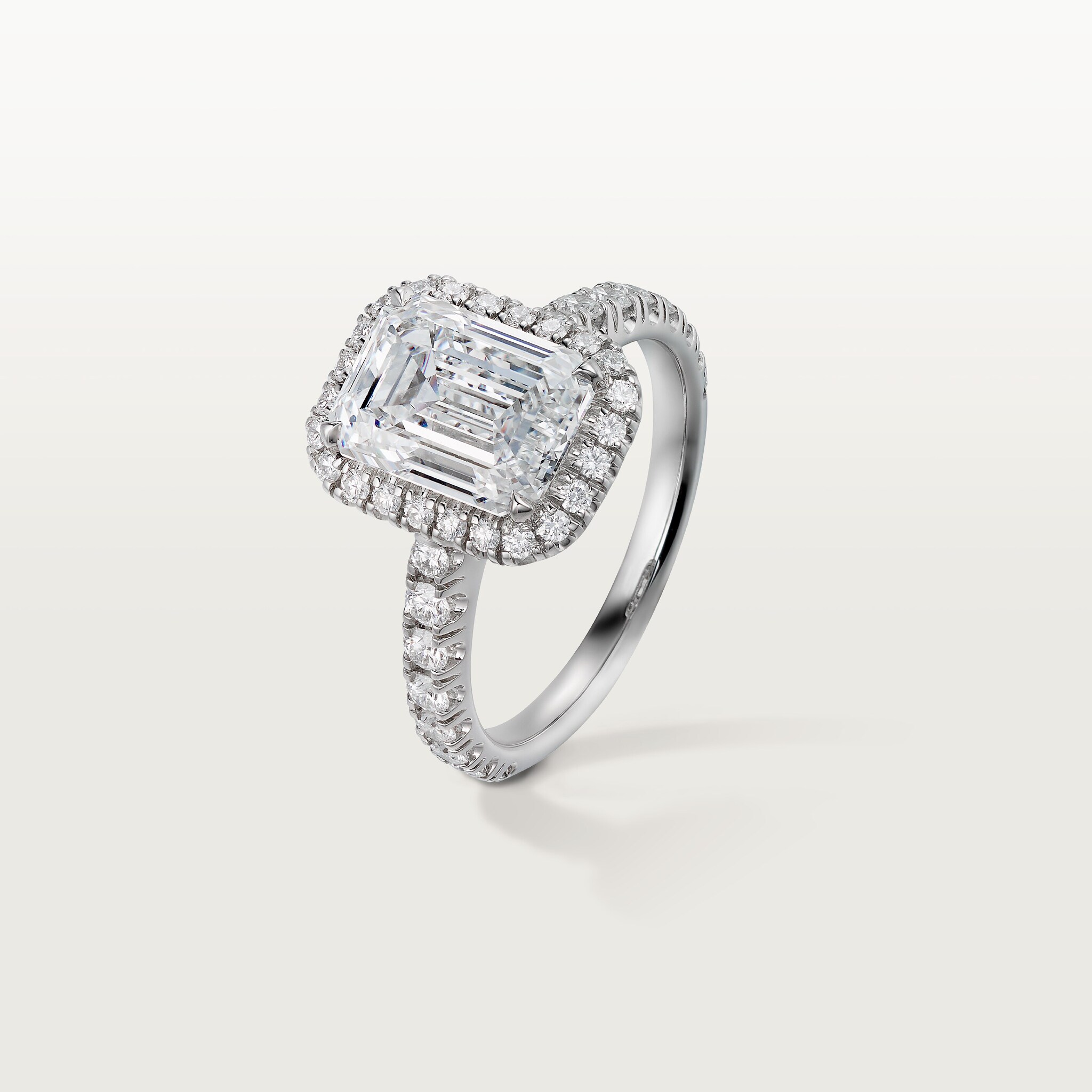 Cartier Destin&eacute;e solitaire, emerald-cut diamond, paved 