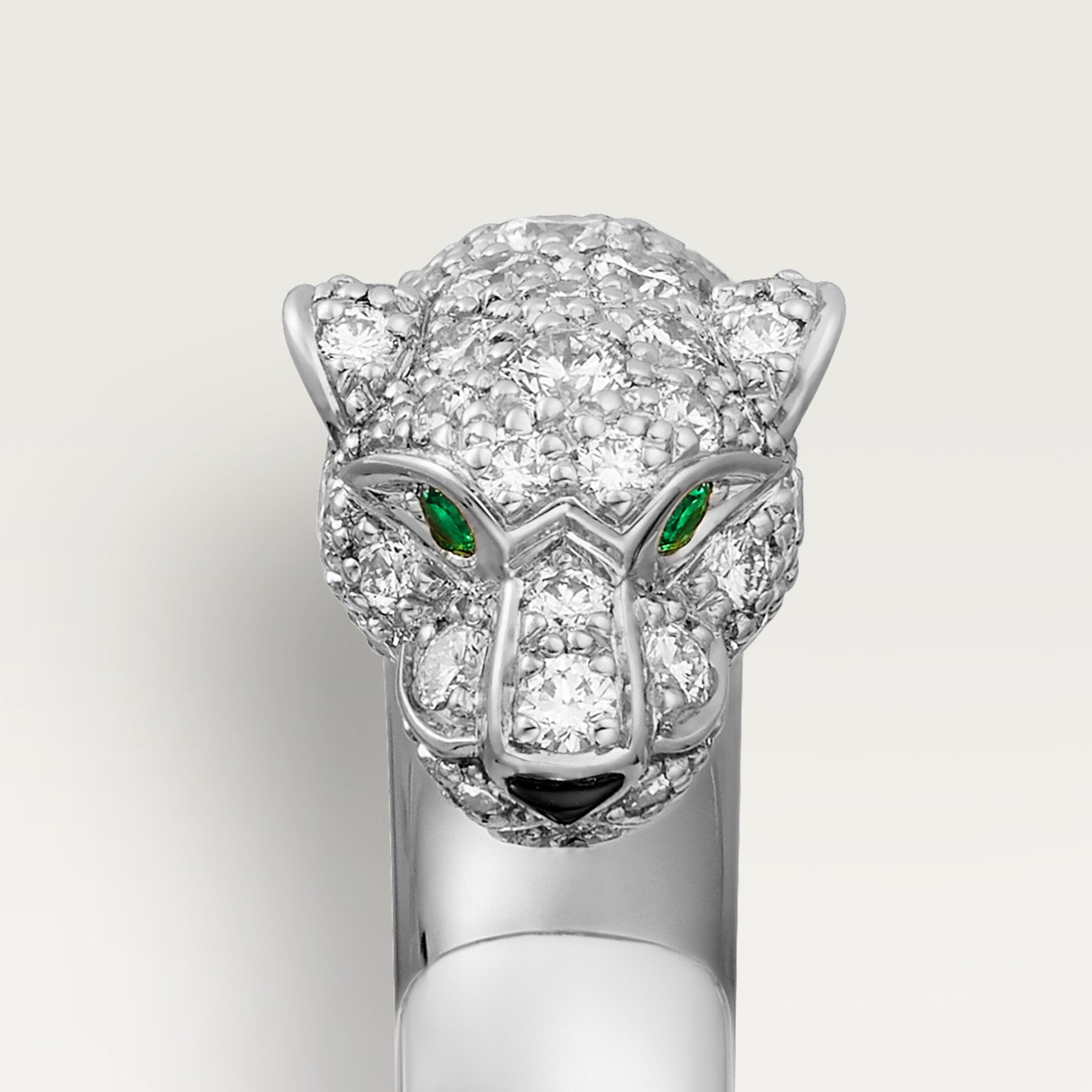 Panth&egrave;re de Cartier ring, small model, half-paved